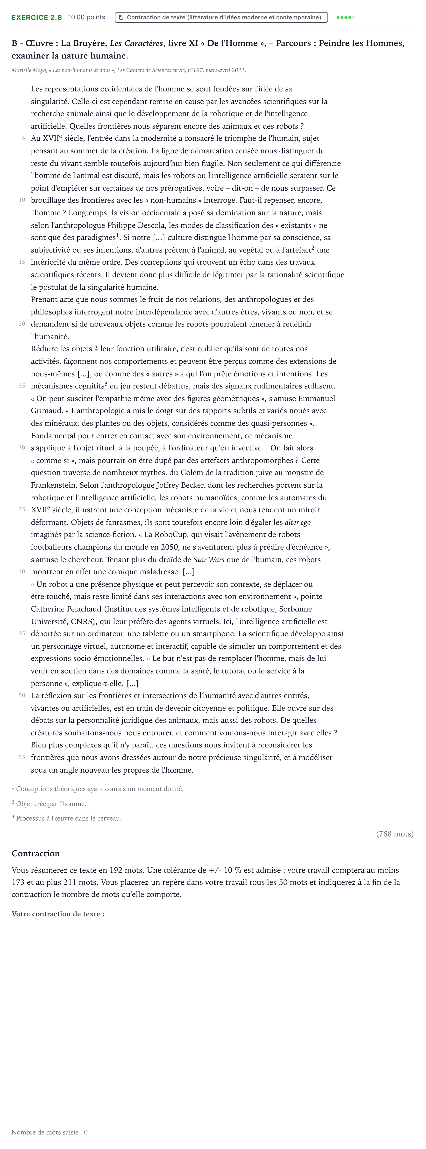 Énoncé: Exercice 2.B - Contraction de texte · Bac STMG Français Polynésie remplacement 2022