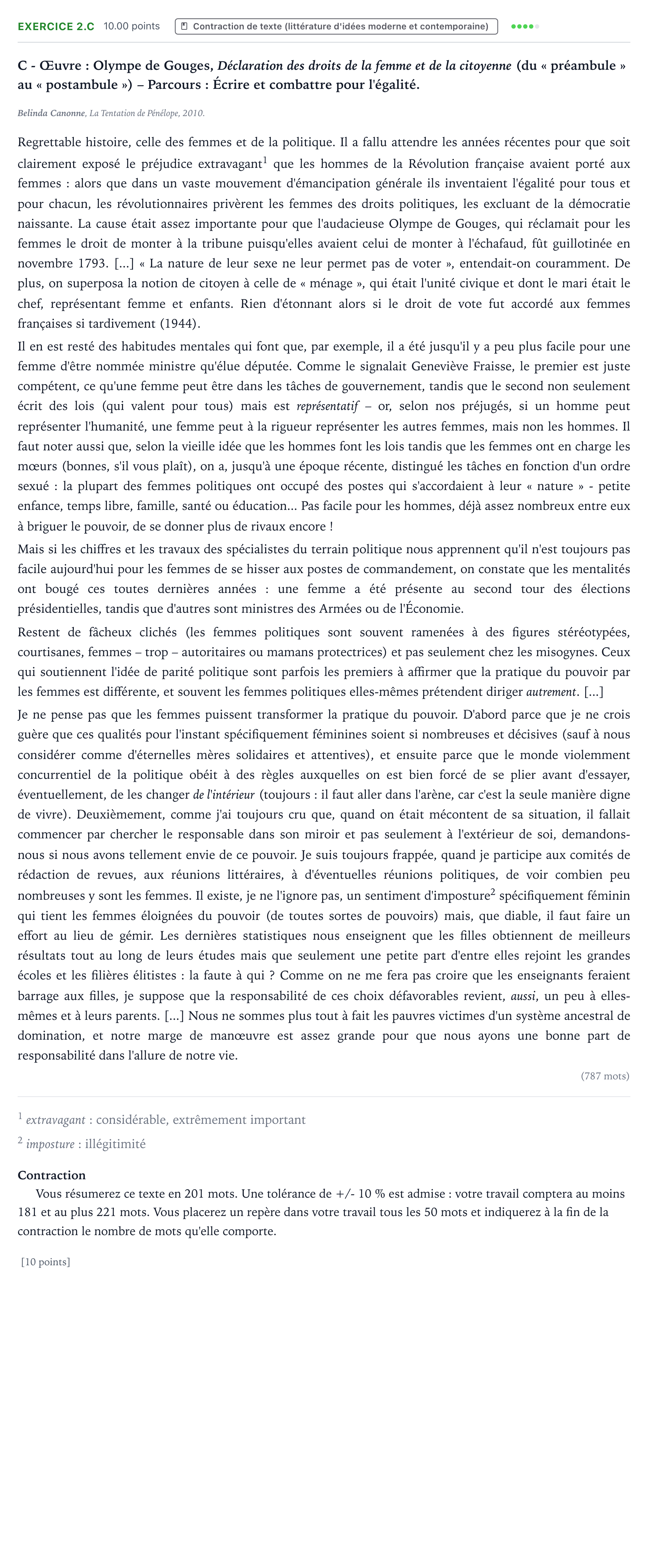 Énoncé: Exercice 2.C - Contraction de texte · Bac STMG Français Antilles-Guyane session normale 2023