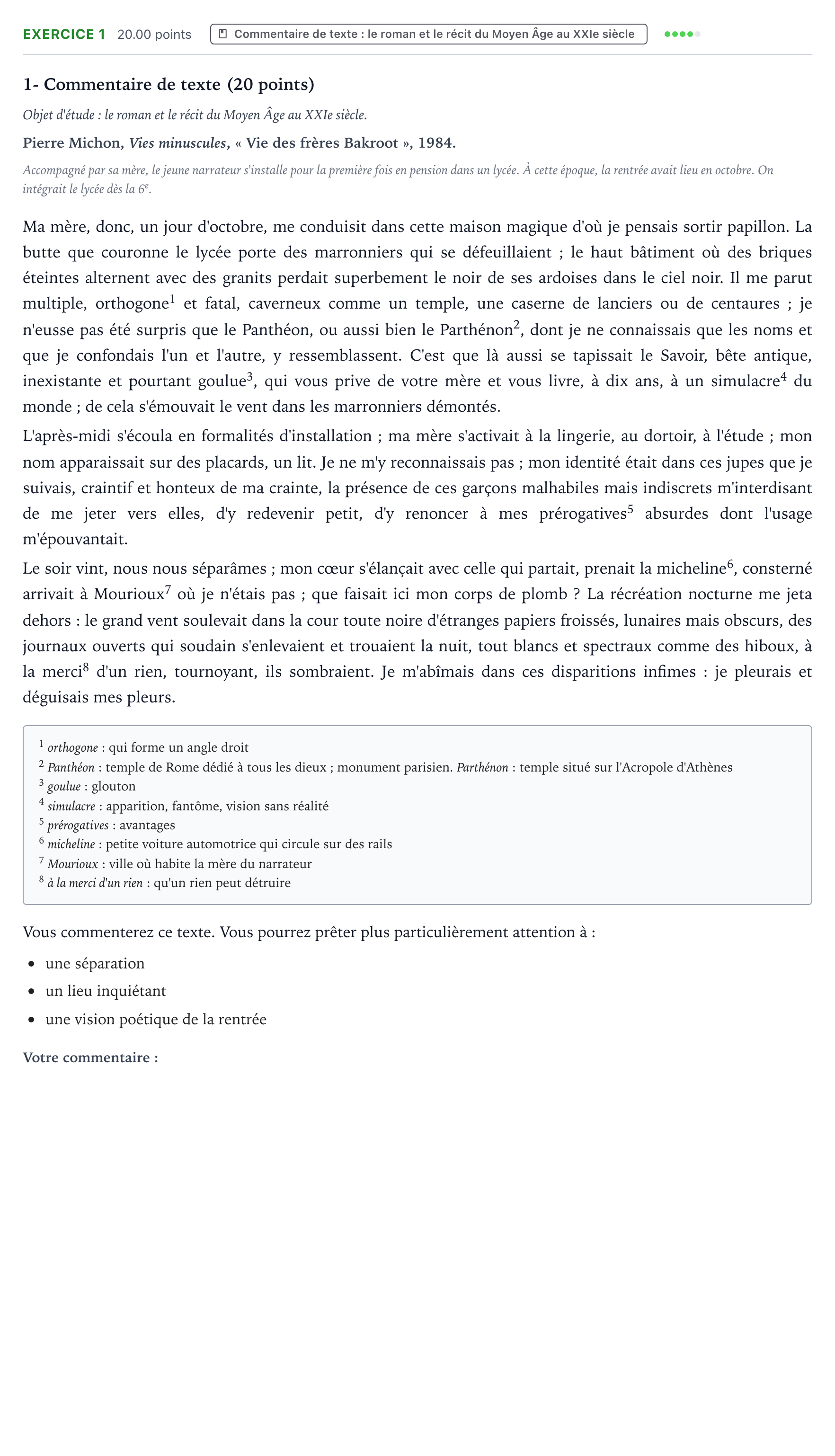Énoncé: Exercice 1 - Commentaire de texte · Bac STMG Français Antilles-Guyane remplacement 2023