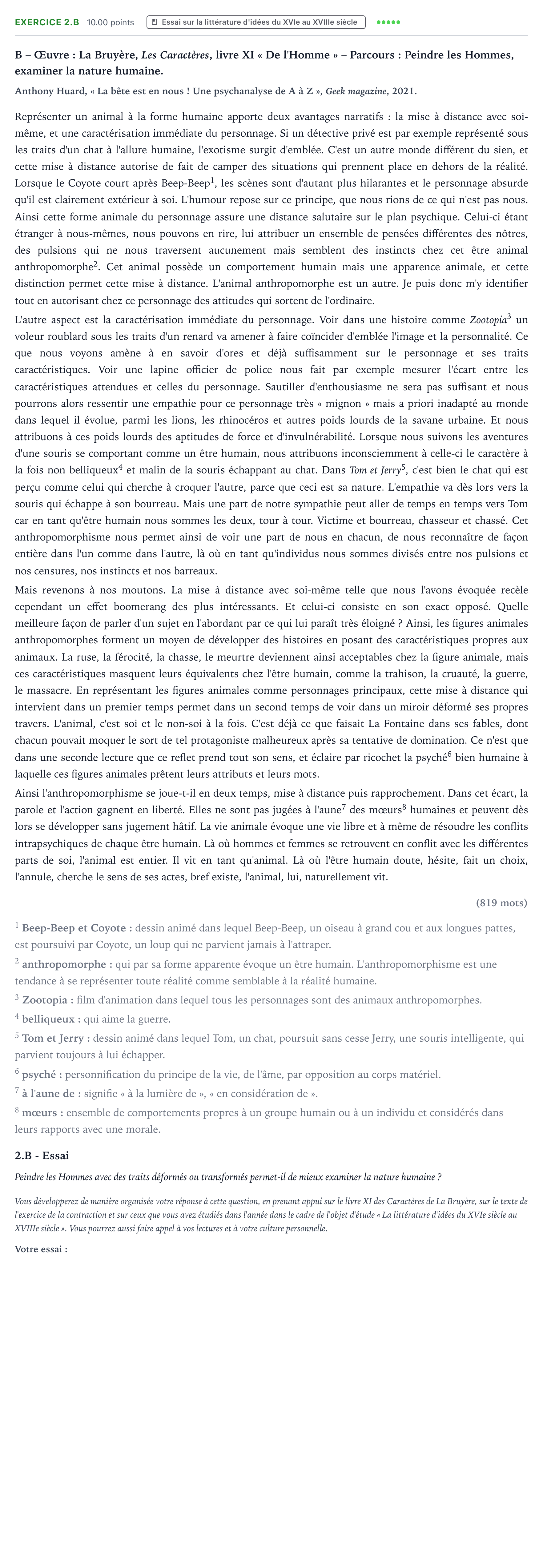 Énoncé: Exercice 2.B - Essai · Bac STMG Français Antilles-Guyane remplacement 2023