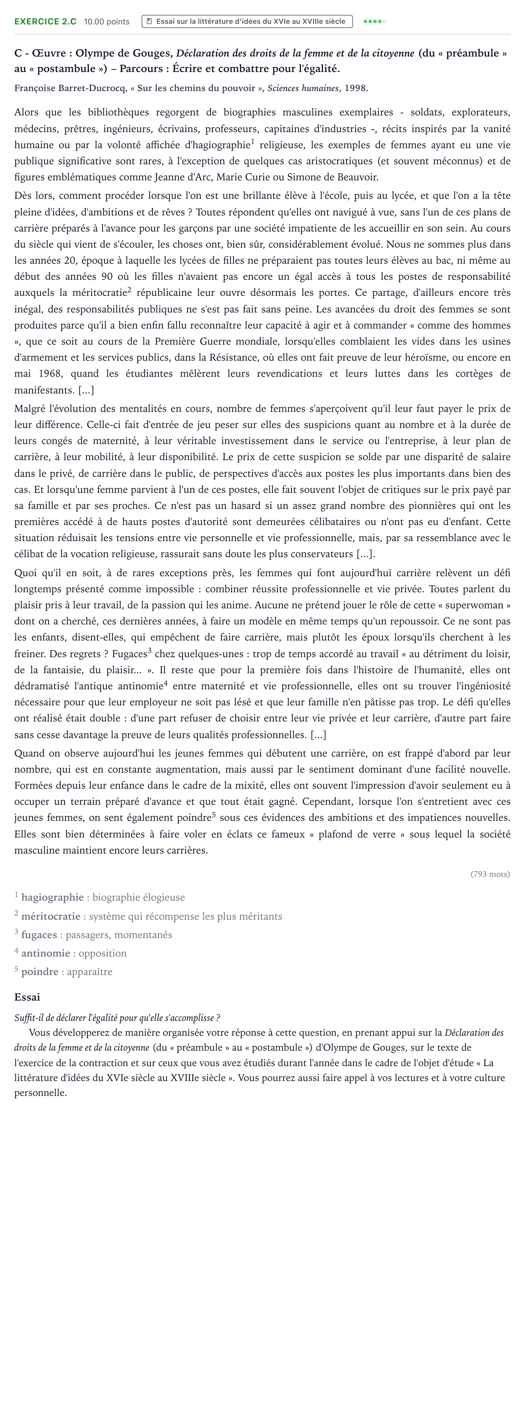 Énoncé: Exercice 2.C - Essai · Bac STMG Français Antilles-Guyane remplacement 2023