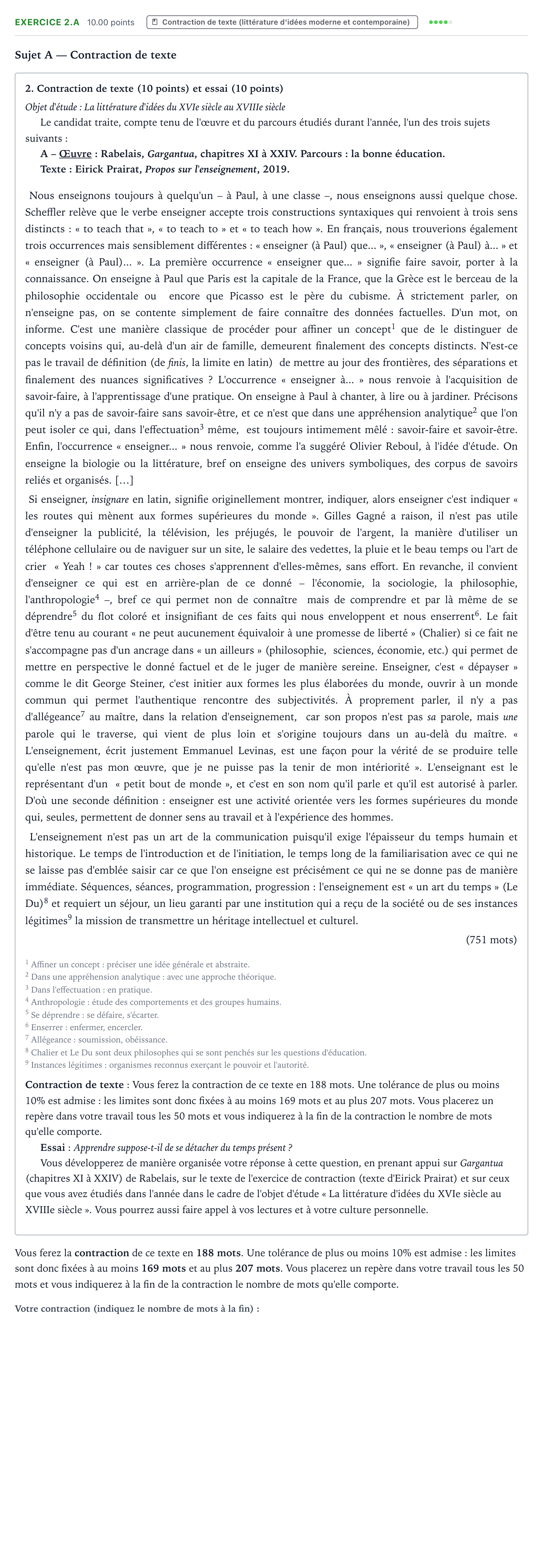 Énoncé: Exercice 2.A - Contraction de texte · Bac STMG Français Asie session normale 2023