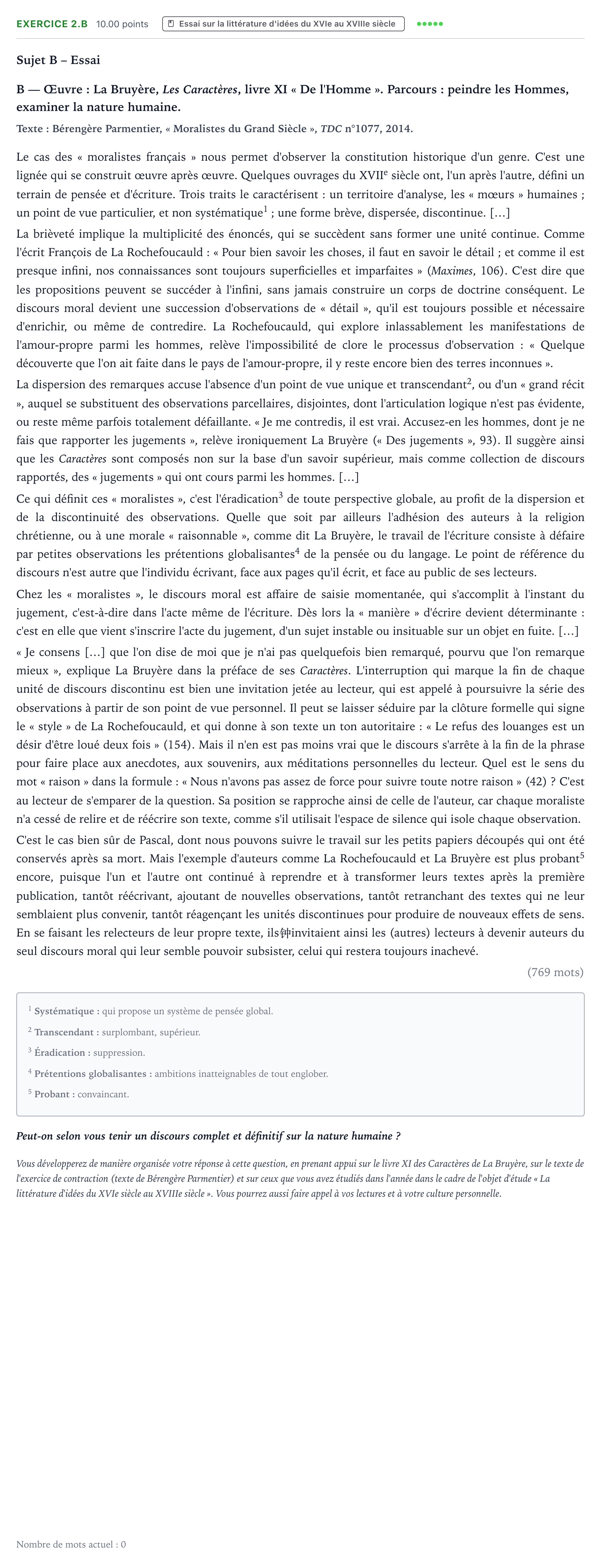 Énoncé: Exercice 2.B - Essai · Bac STMG Français Asie session normale 2023