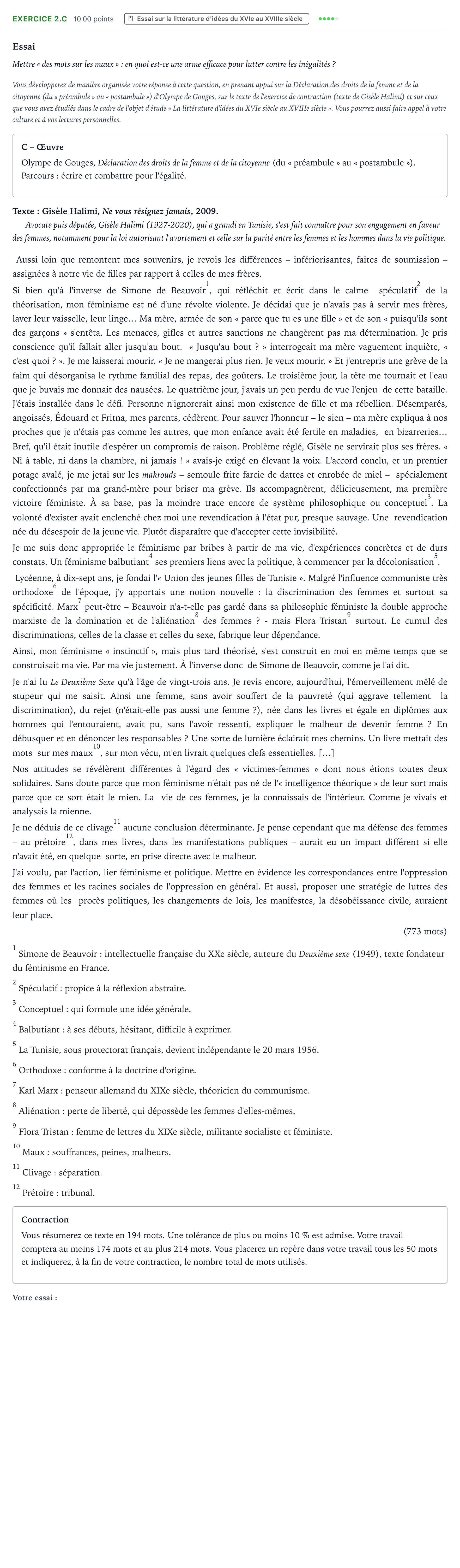 Énoncé: Exercice 2.C - Essai · Bac STMG Français Asie session normale 2023
