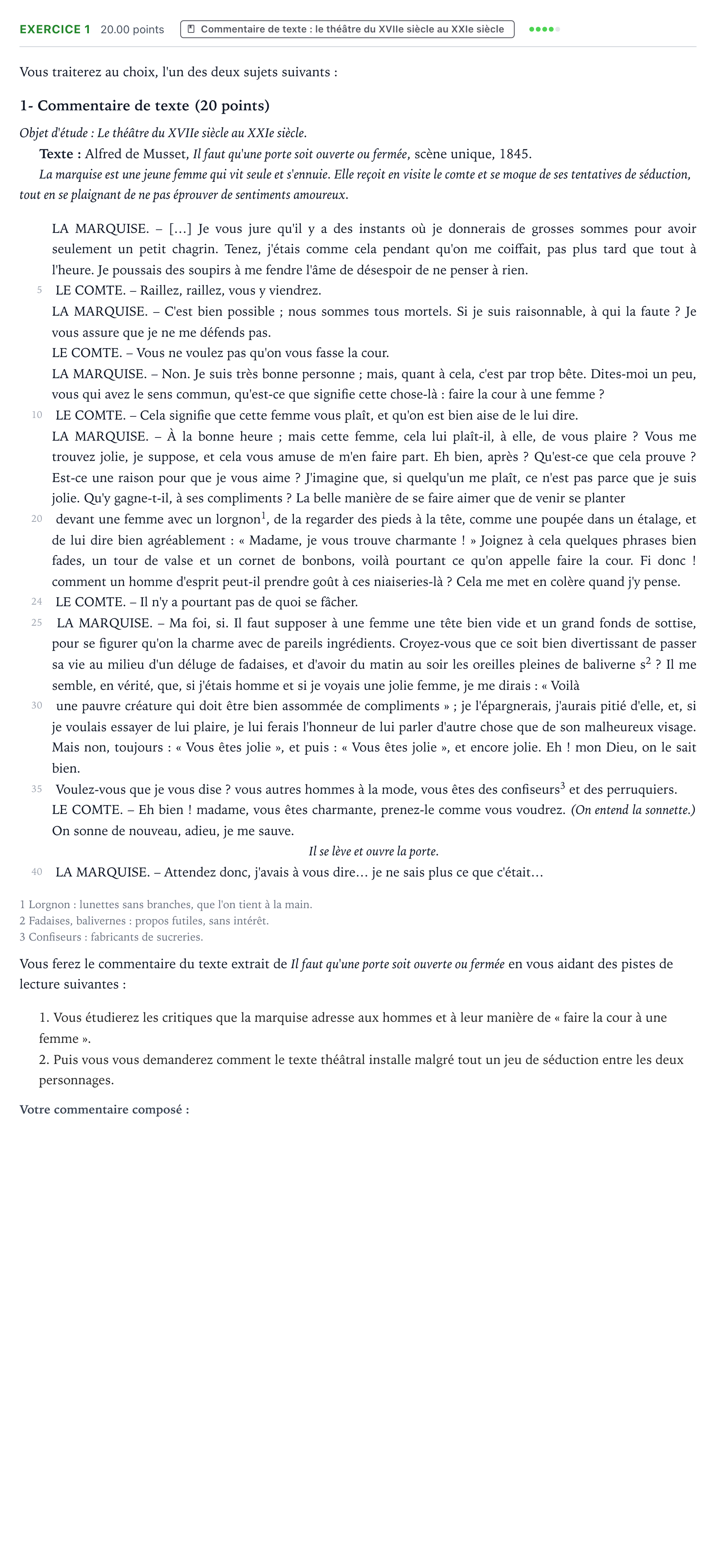 Énoncé: Exercice 1 - Commentaire de texte · Bac STMG Français Centres étrangers (Afrique) session normale 2023
