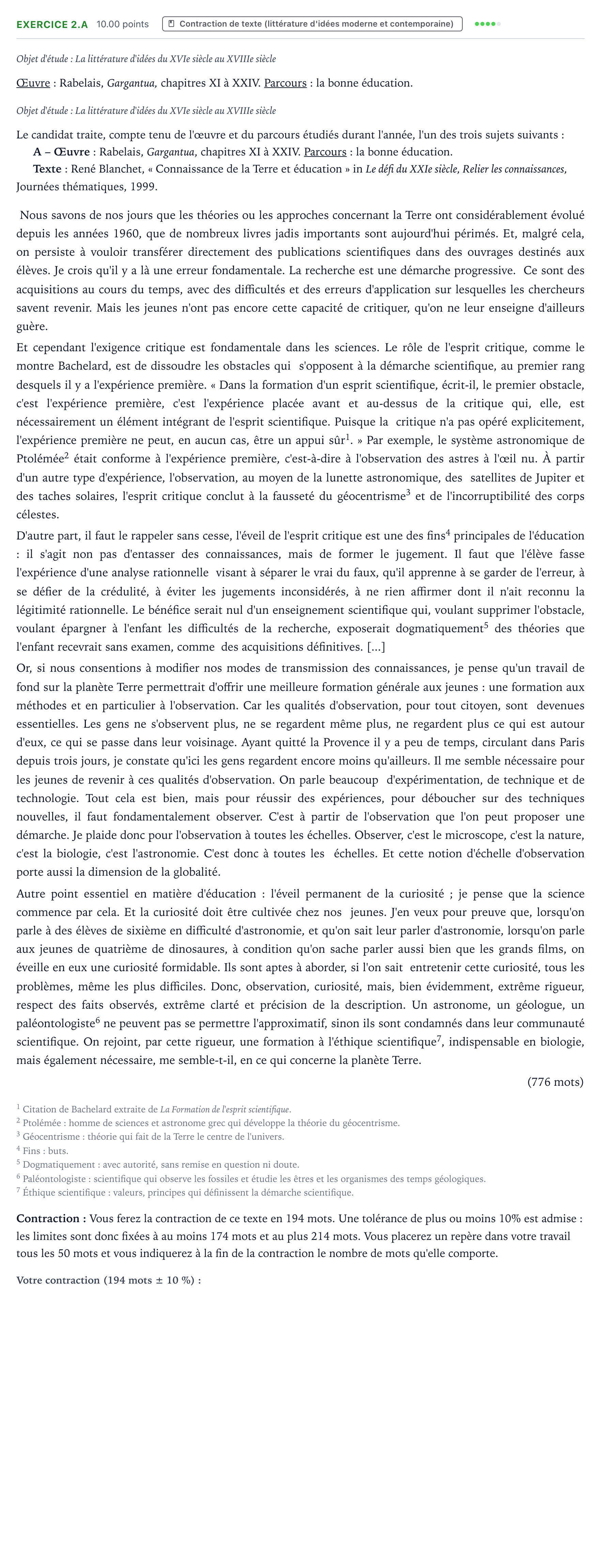 Énoncé: Exercice 2.A - Contraction de texte · Bac STMG Français Centres étrangers (Afrique) session normale 2023