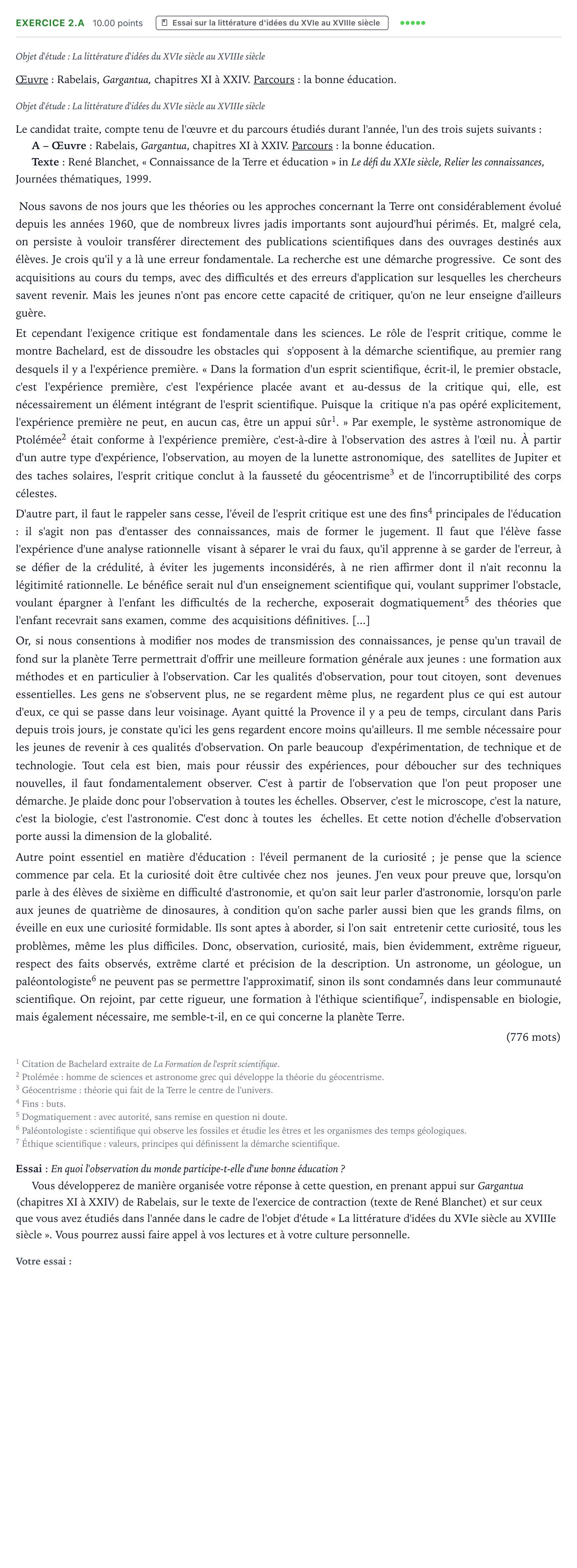 Énoncé: Exercice 2.A - Essai · Bac STMG Français Centres étrangers (Afrique) session normale 2023