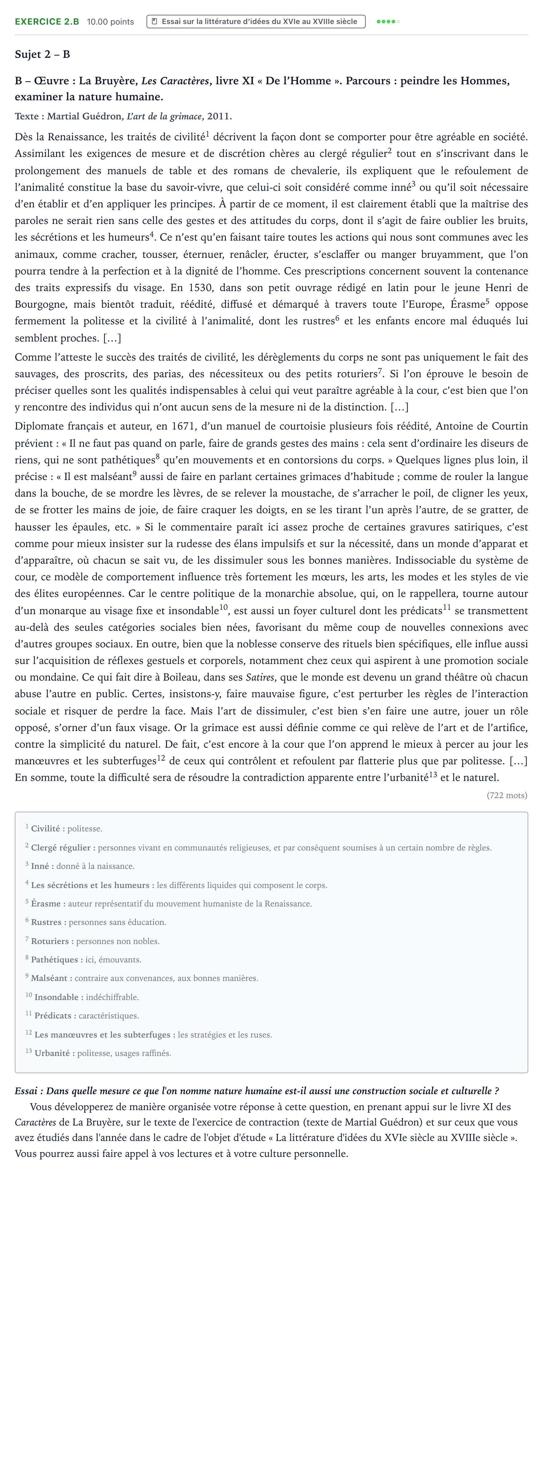 Énoncé: Exercice 2.B - Essai · Bac STMG Français Centres étrangers (Afrique) session normale 2023