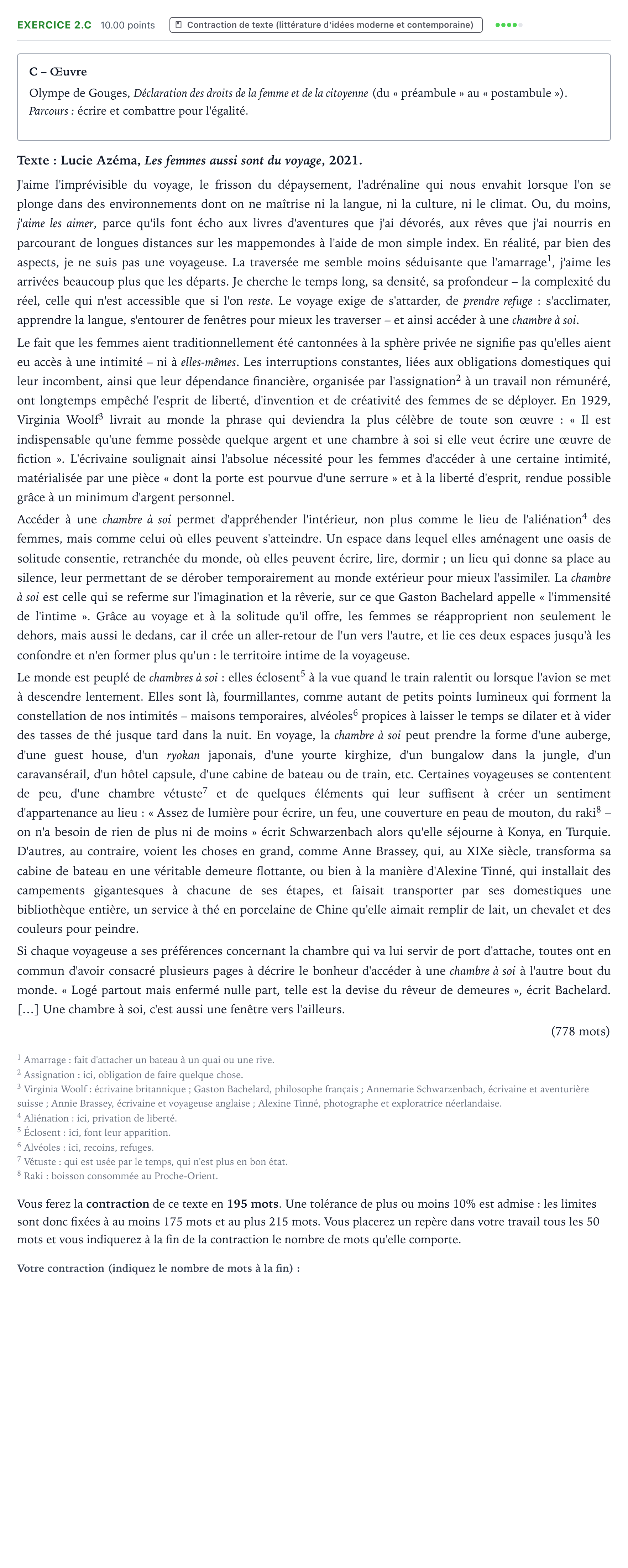 Énoncé: Exercice 2.C - Contraction de texte · Bac STMG Français Centres étrangers (Afrique) session normale 2023