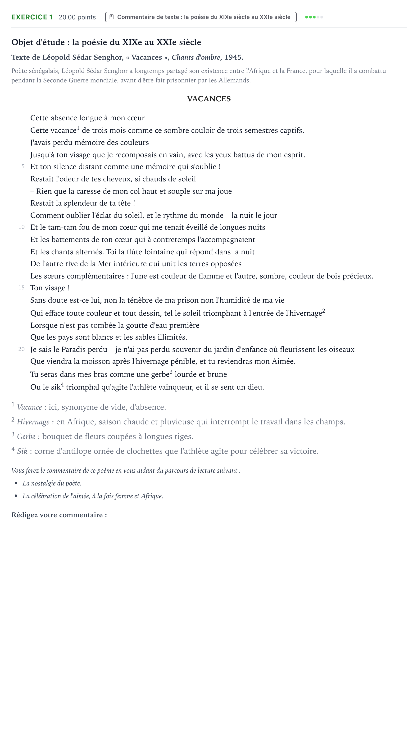 Énoncé: Exercice 1 - Commentaire de texte · Bac STMG Français Métropole remplacement 2023