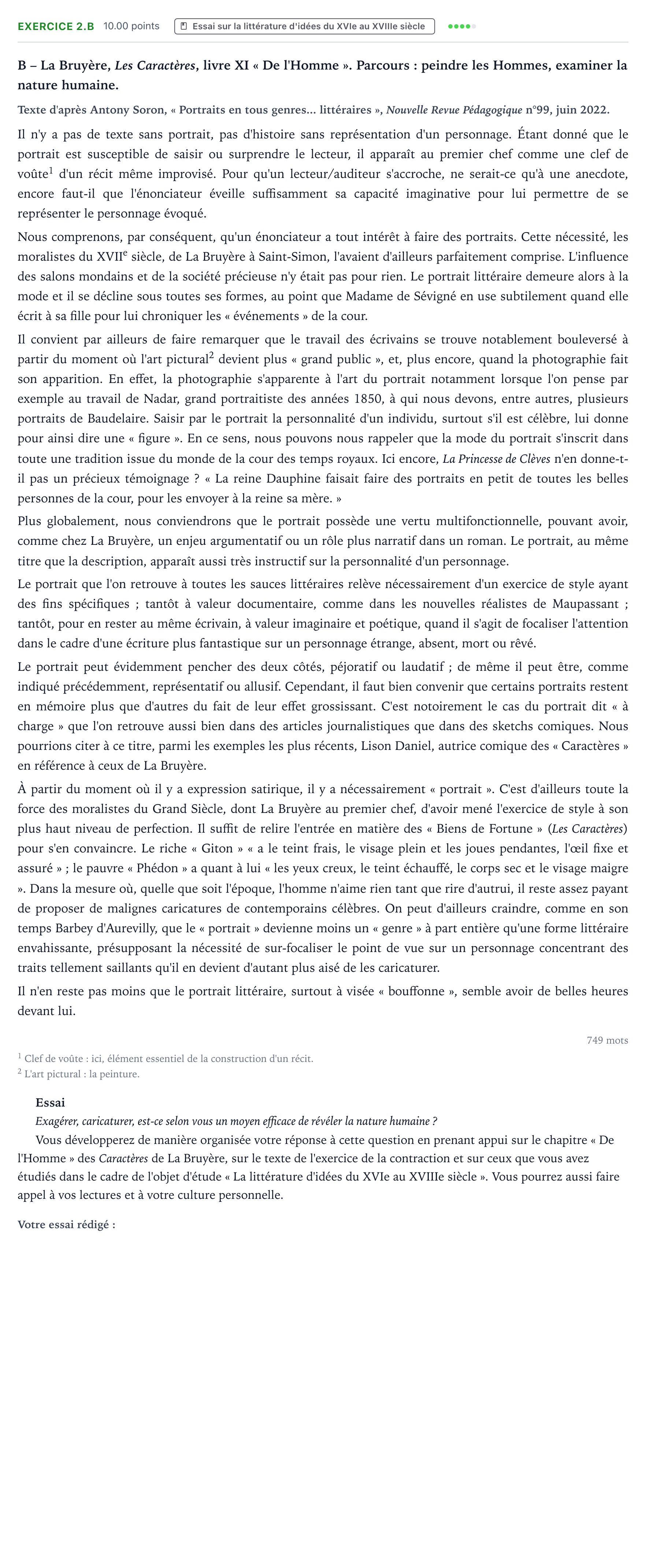Énoncé: Exercice 2.B - Essai · Bac STMG Français Métropole remplacement 2023