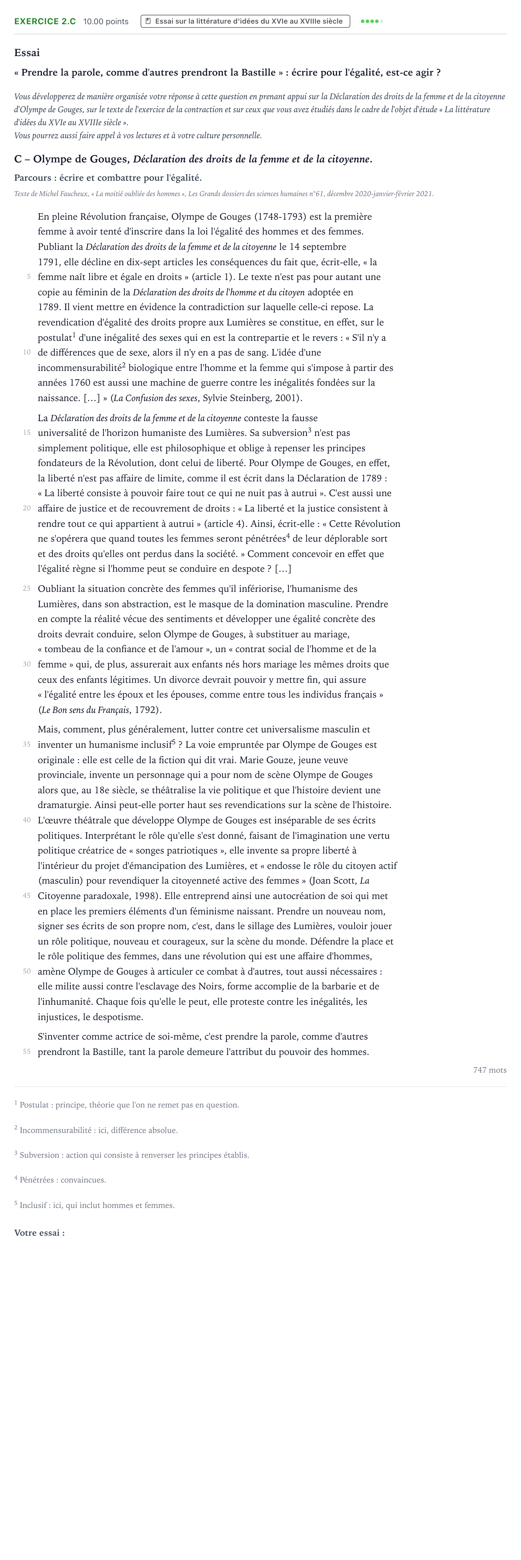 Énoncé: Exercice 2.C - Essai · Bac STMG Français Métropole remplacement 2023
