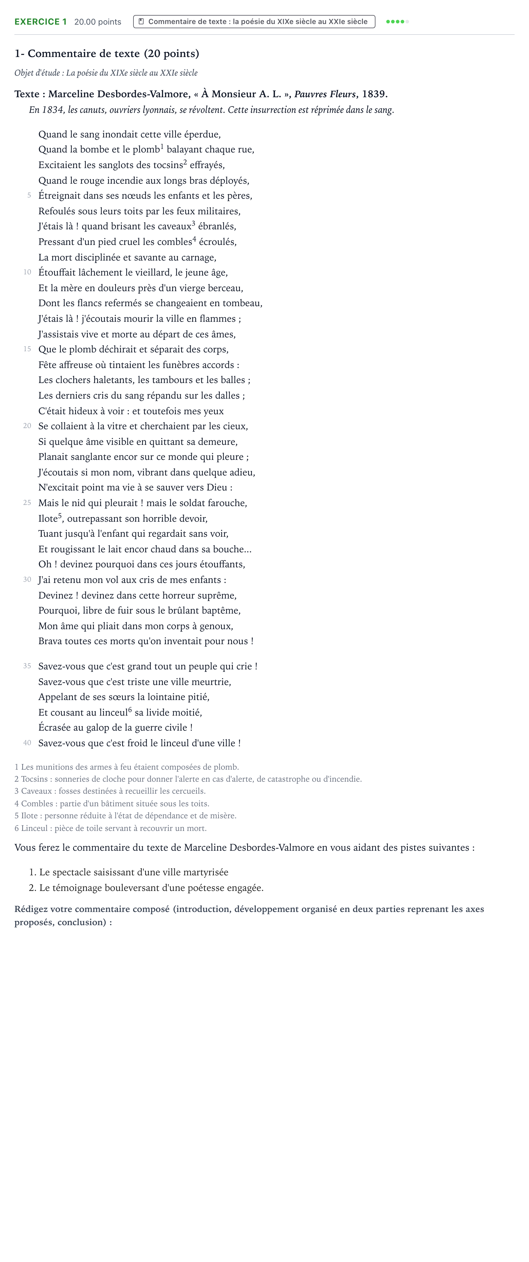 Énoncé: Exercice 1 - Commentaire de texte · Bac STMG Français Nouvelle-Calédonie session normale 2023