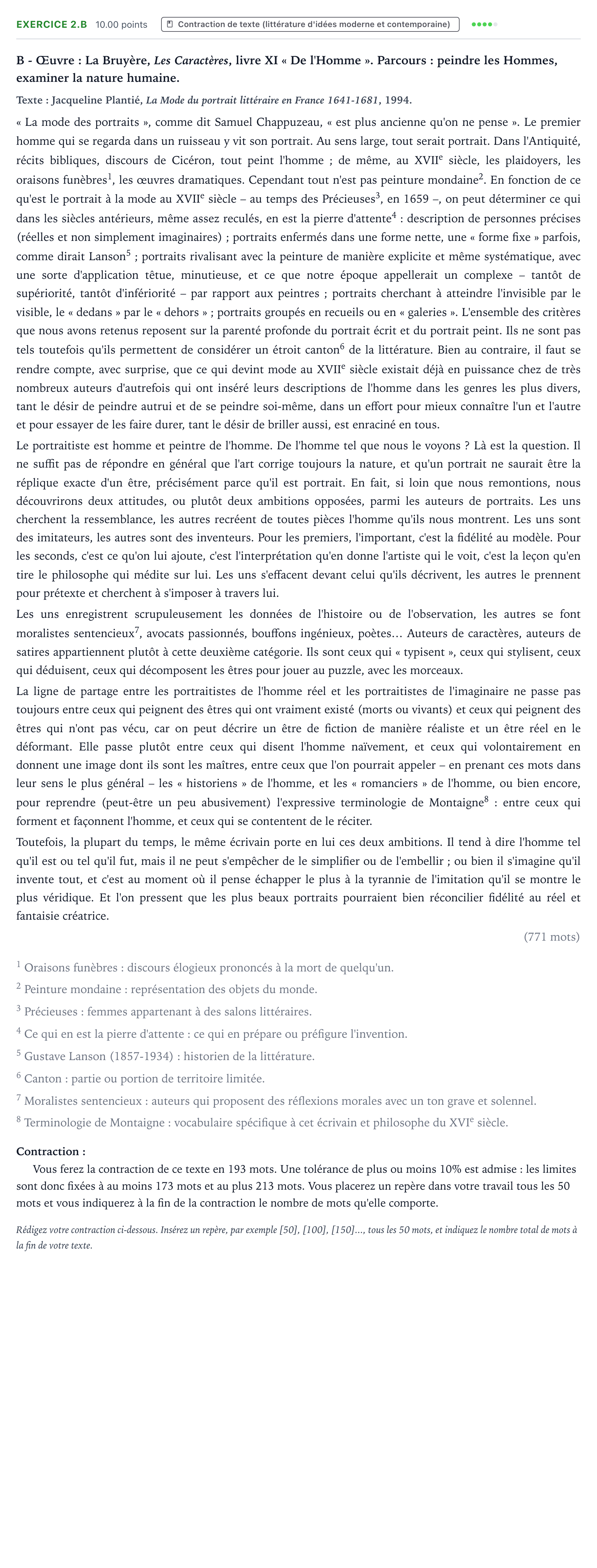 Énoncé: Exercice 2.B - Contraction de texte · Bac STMG Français Nouvelle-Calédonie session normale 2023
