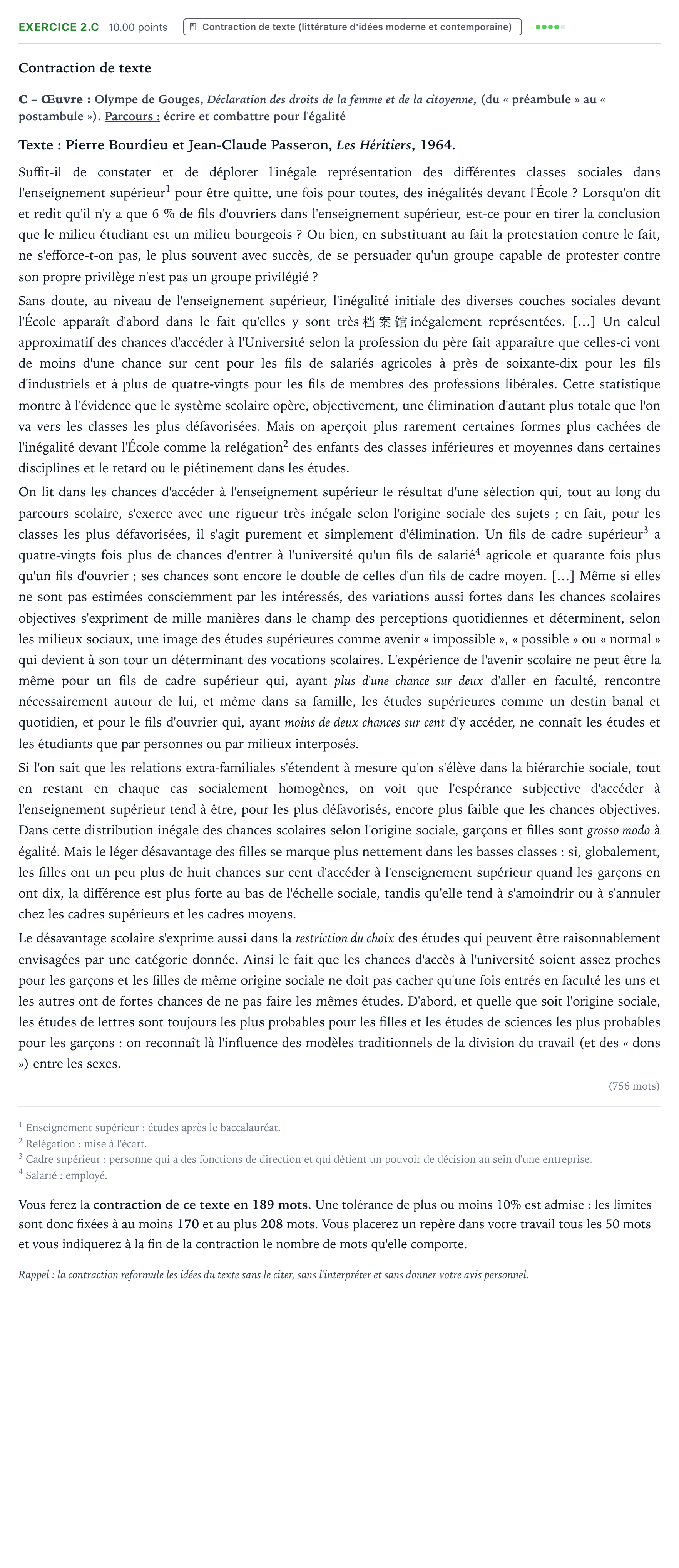 Énoncé: Exercice 2.C - Contraction de texte · Bac STMG Français Nouvelle-Calédonie session normale 2023