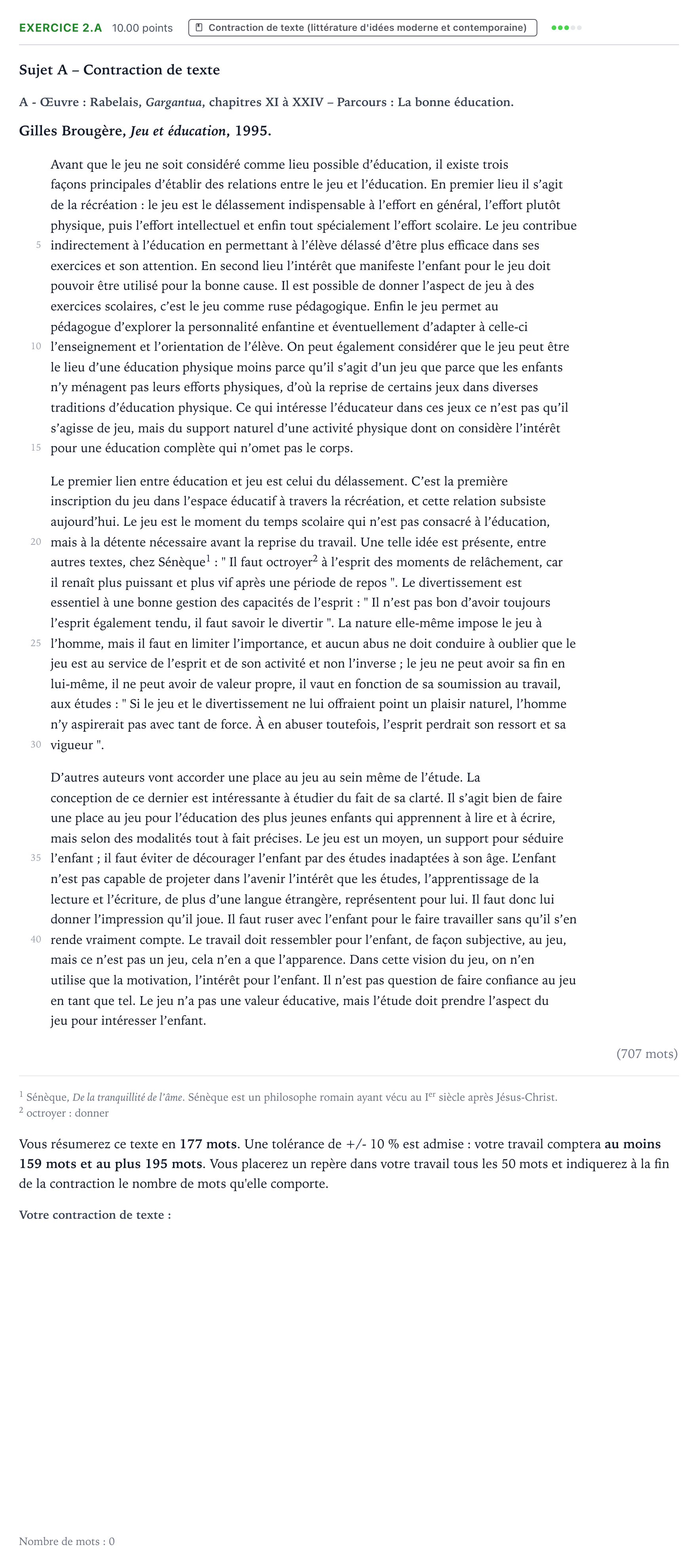 Énoncé: Exercice 2.A - Contraction de texte · Bac STMG Français Polynésie session normale 2023