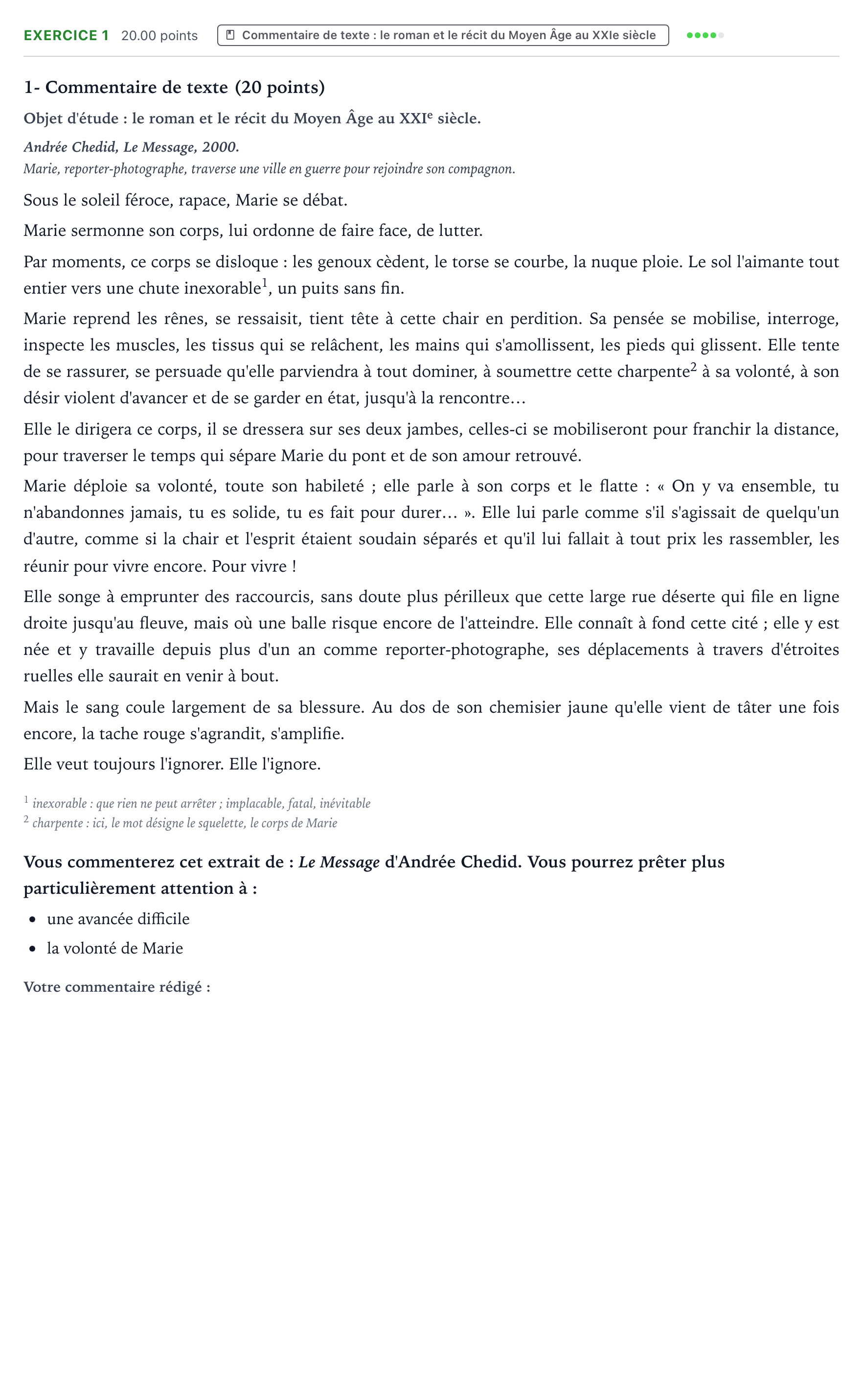 Énoncé: Exercice 1 - Commentaire de texte · Bac STMG Français Polynésie remplacement 2023