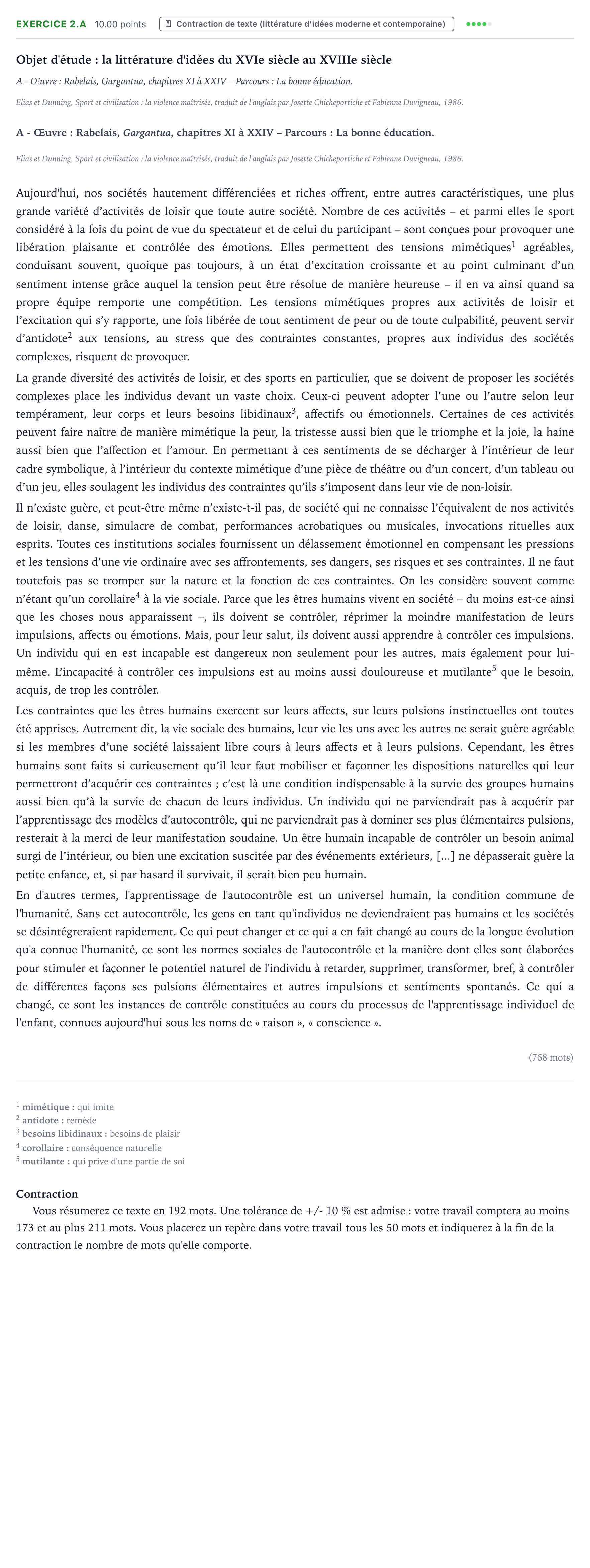 Énoncé: Exercice 2.A - Contraction de texte · Bac STMG Français Polynésie remplacement 2023