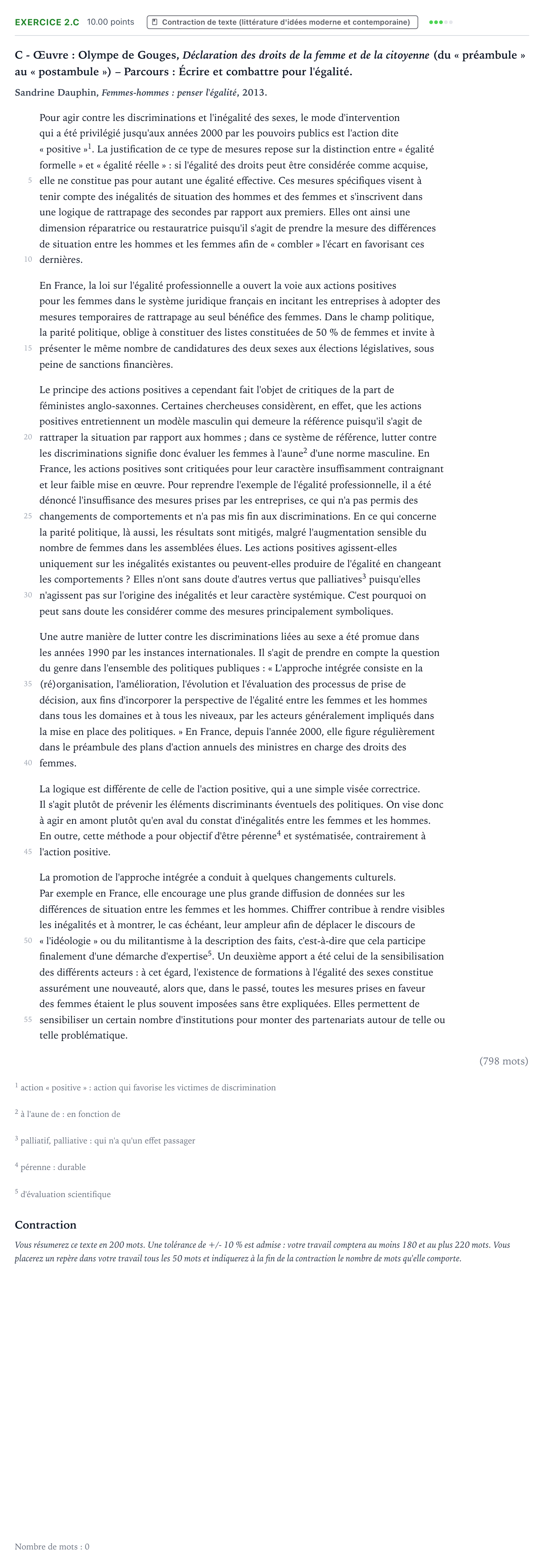 Énoncé: Exercice 2.C - Contraction de texte · Bac STMG Français Polynésie remplacement 2023