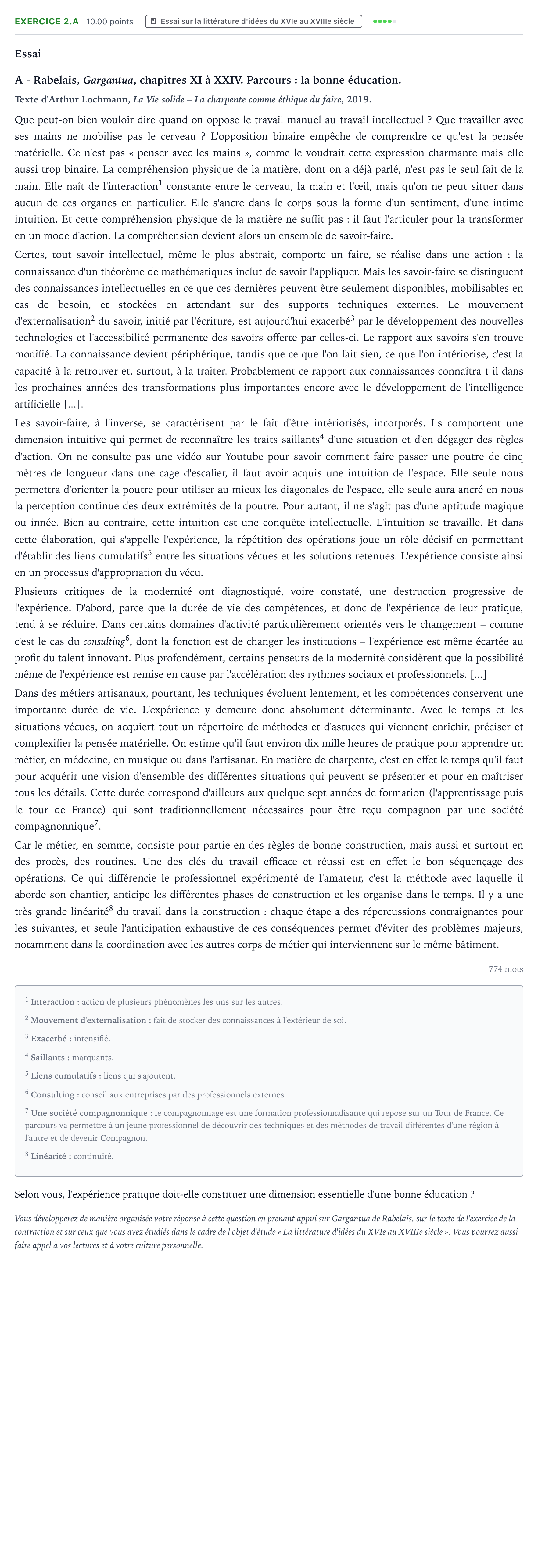 Énoncé: Exercice 2.A - Essai · Bac STMG Français Antilles-Guyane session normale 2024