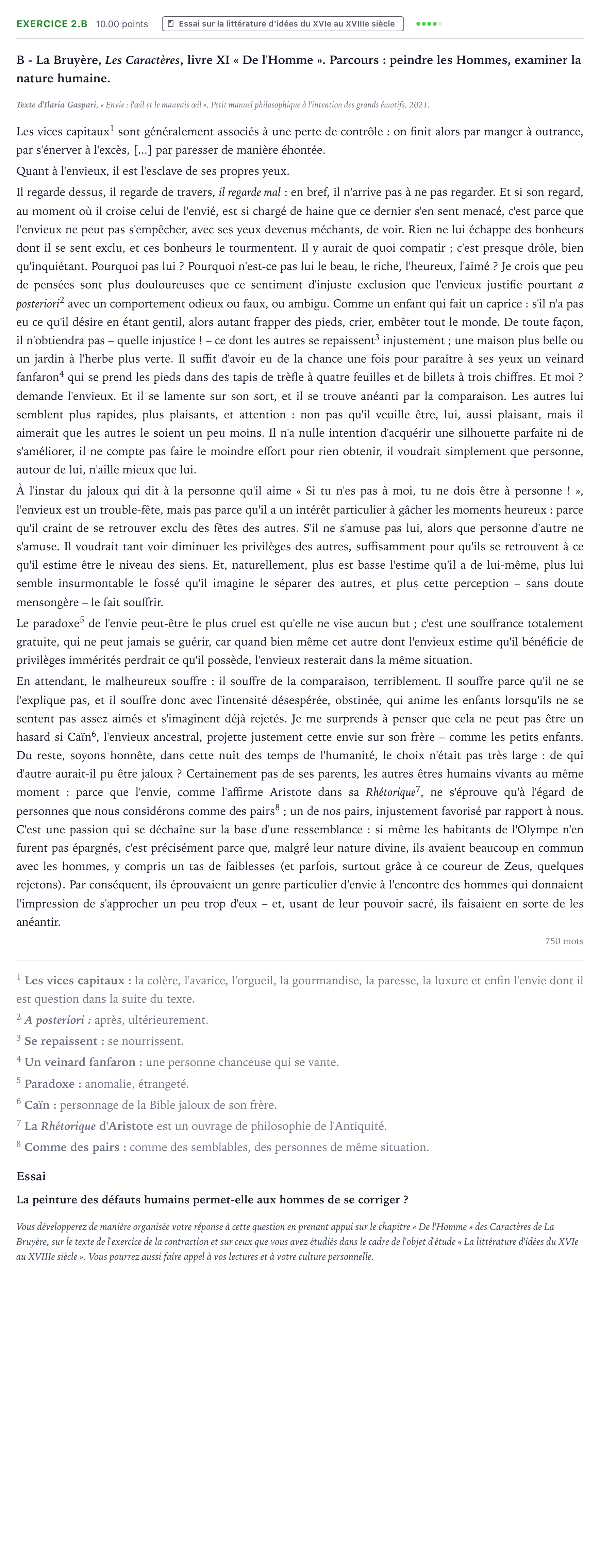 Énoncé: Exercice 2.B - Essai · Bac STMG Français Antilles-Guyane session normale 2024