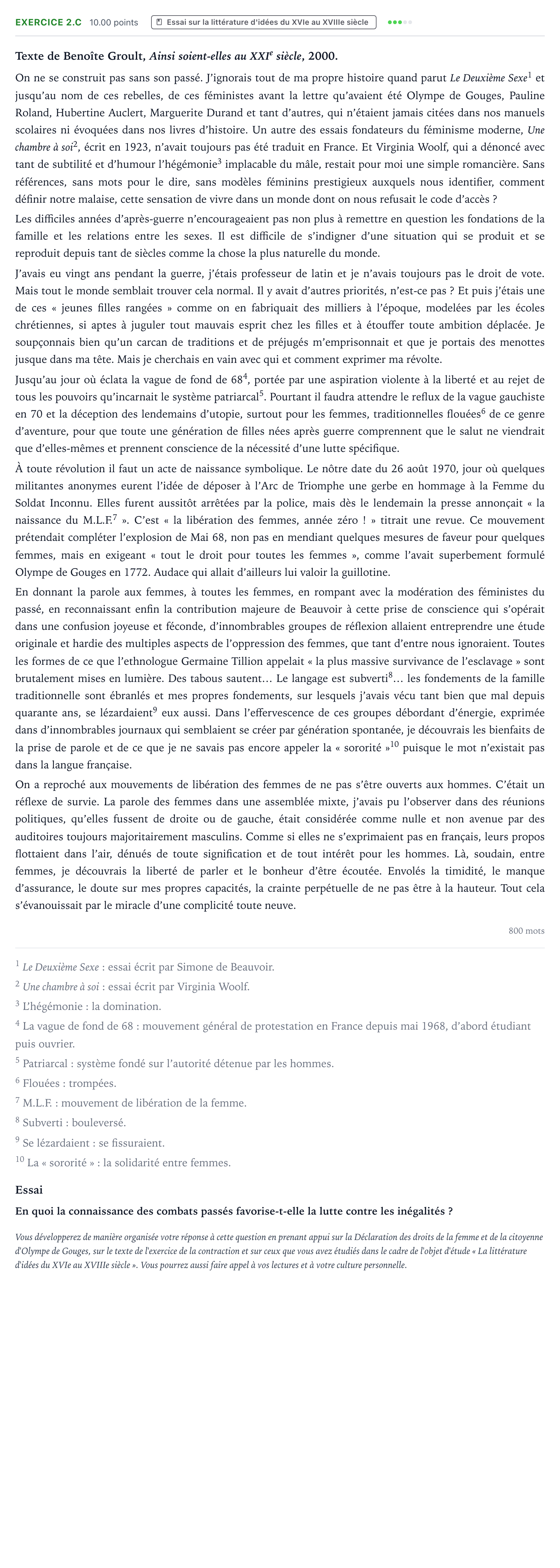 Énoncé: Exercice 2.C - Essai · Bac STMG Français Antilles-Guyane session normale 2024
