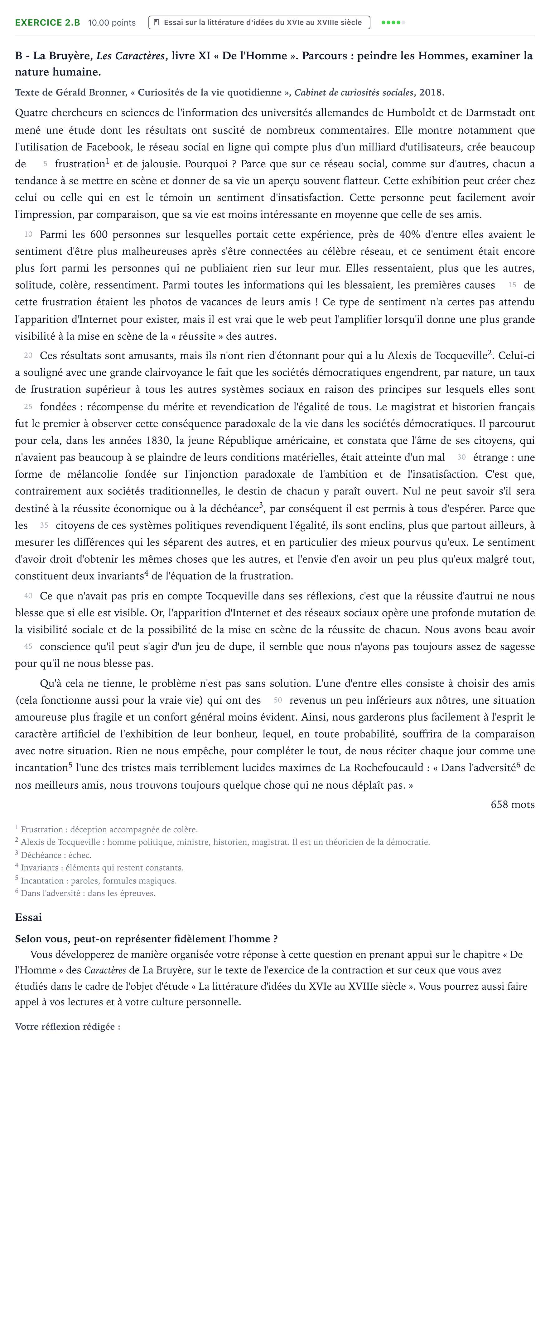 Énoncé: Exercice 2.B - Essai · Bac STMG Français Antilles-Guyane remplacement 2024