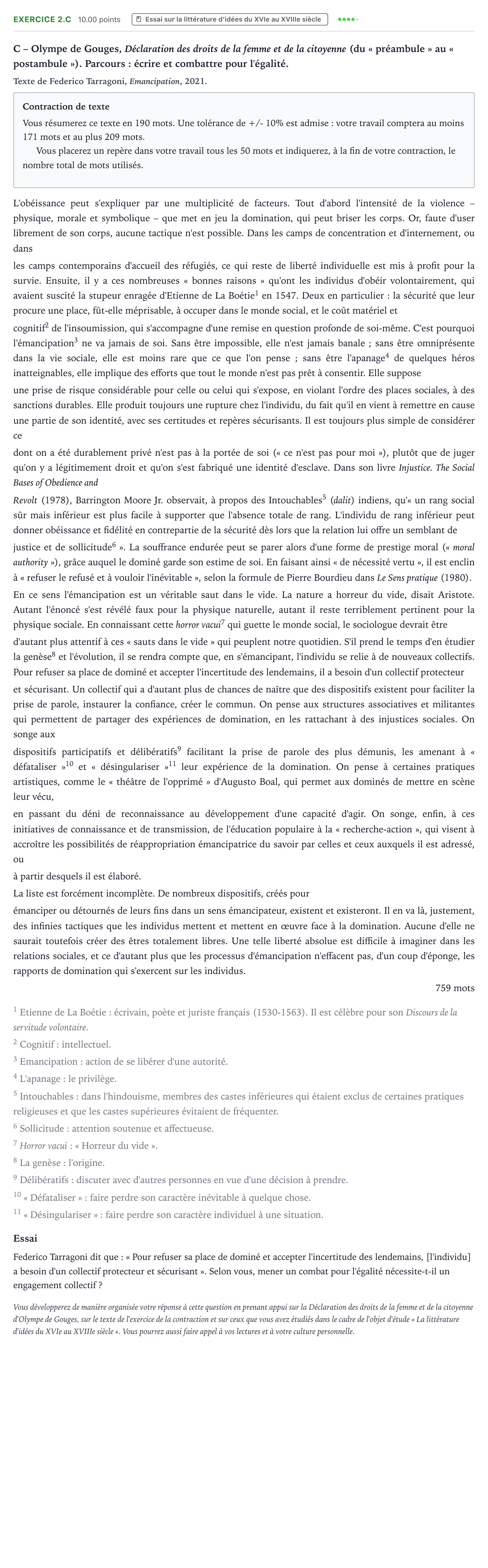 Énoncé: Exercice 2.C - Essai · Bac STMG Français Antilles-Guyane remplacement 2024