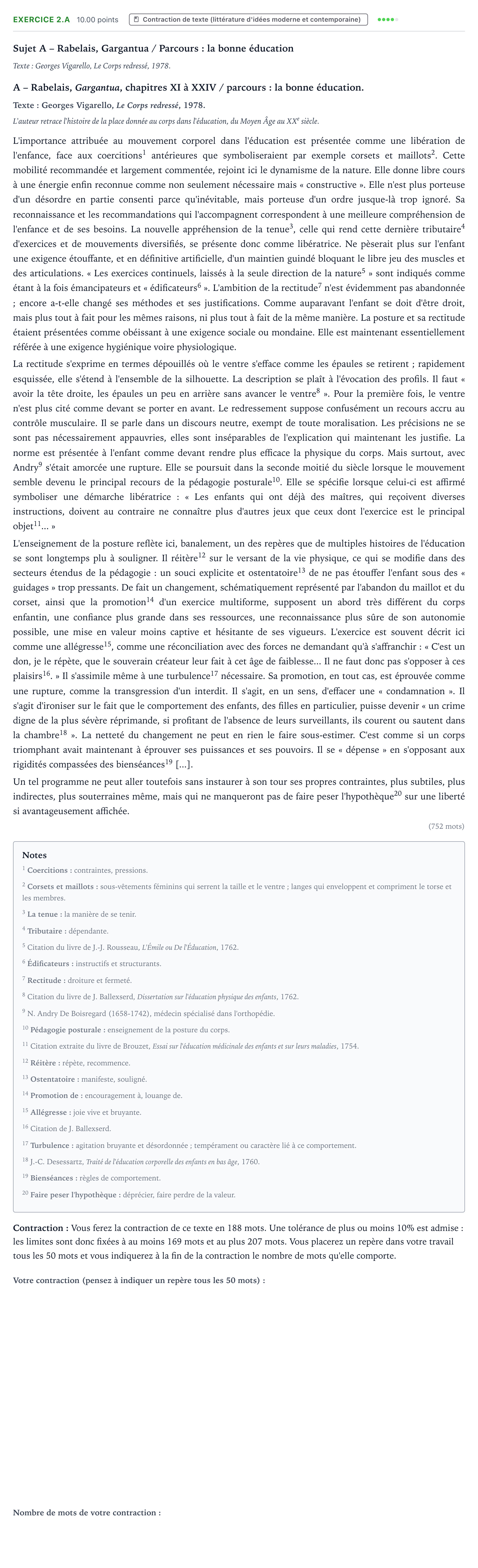 Énoncé: Exercice 2.A - Contraction de texte · Bac STMG Français Asie session normale 2024