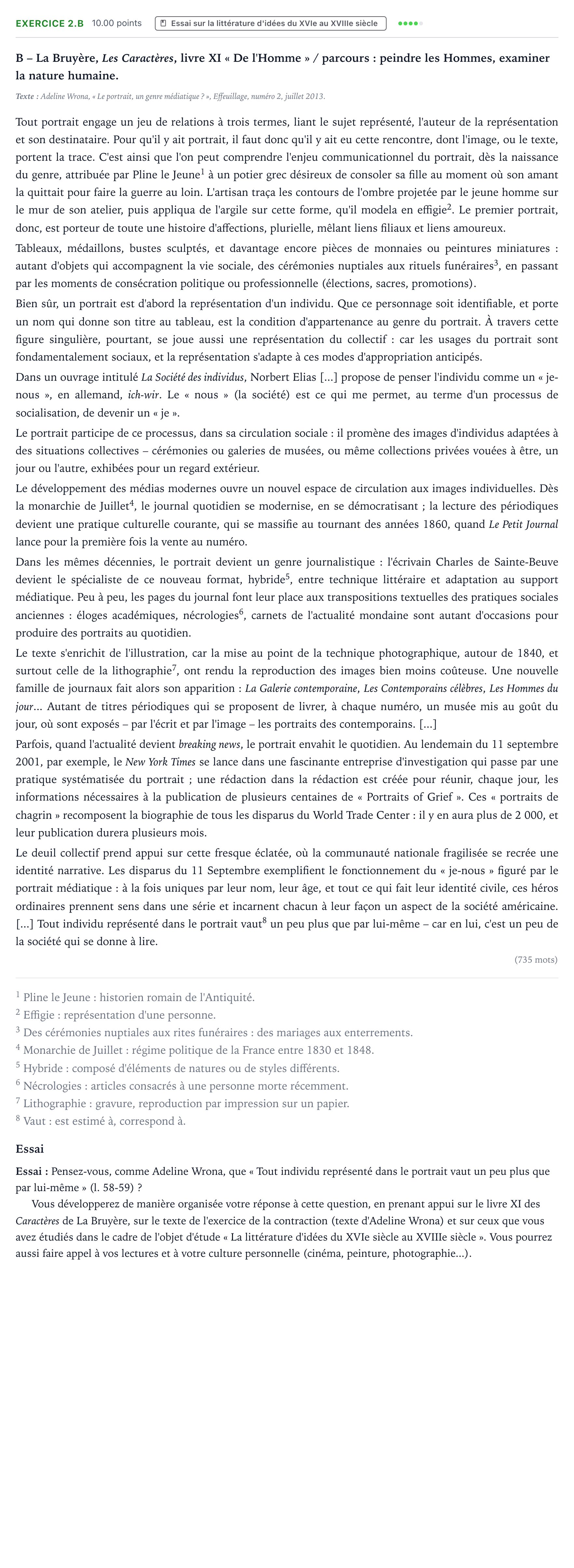 Énoncé: Exercice 2.B - Essai · Bac STMG Français Asie session normale 2024