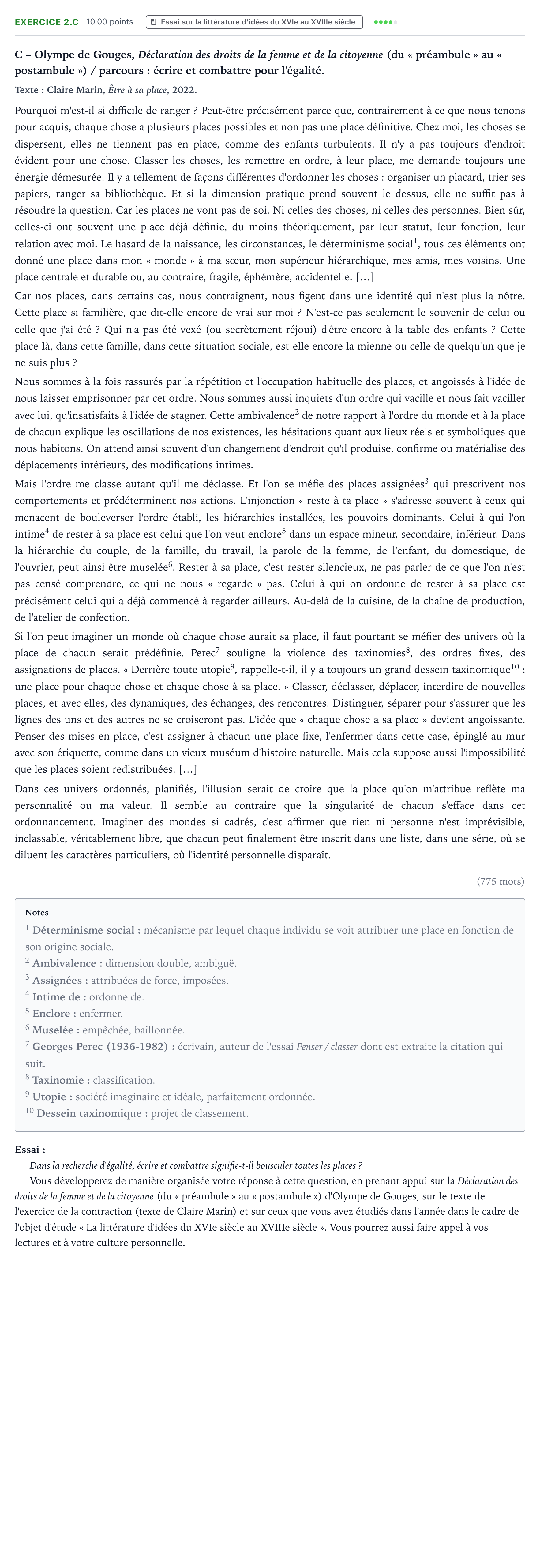 Énoncé: Exercice 2.C - Essai · Bac STMG Français Asie session normale 2024