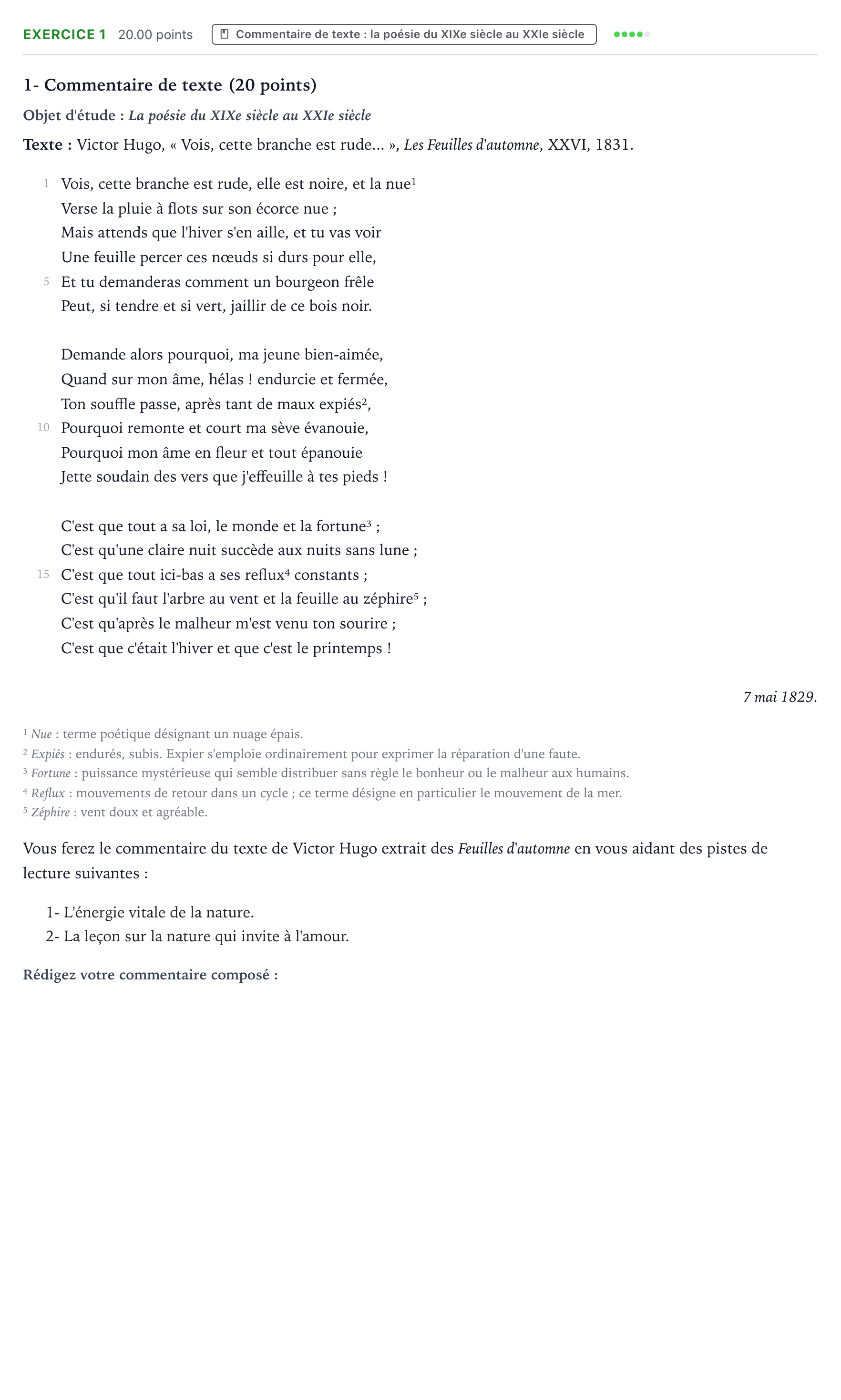 Énoncé: Exercice 1 - Commentaire de texte · Bac STMG Français Centres étrangers (Afrique) session normale 2024