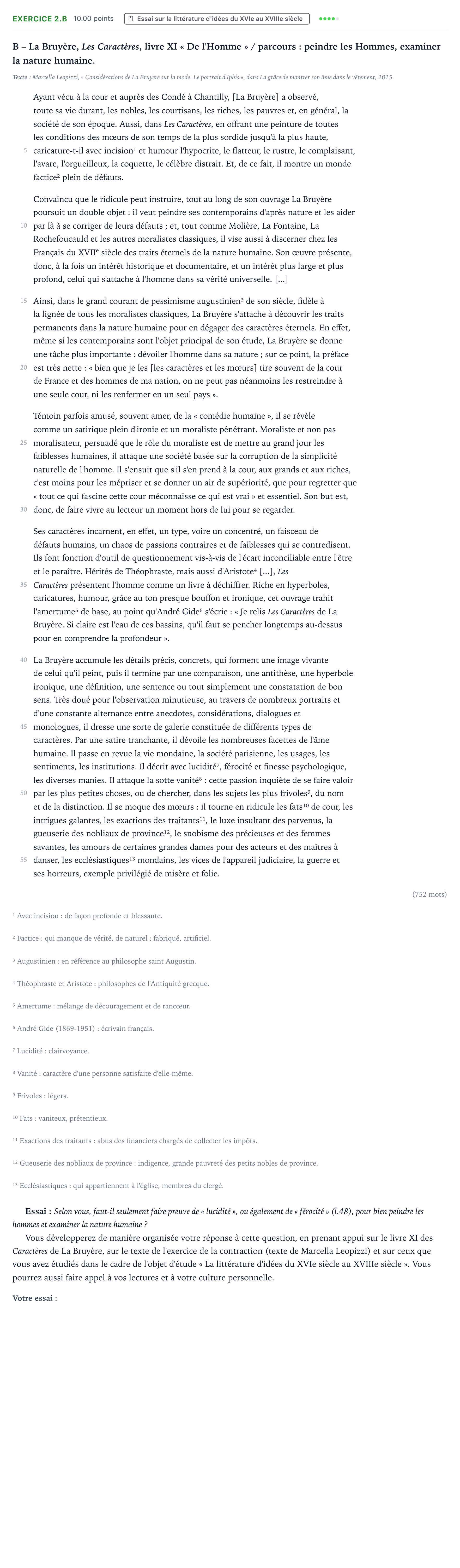 Énoncé: Exercice 2.B - Essai · Bac STMG Français Centres étrangers (Afrique) session normale 2024