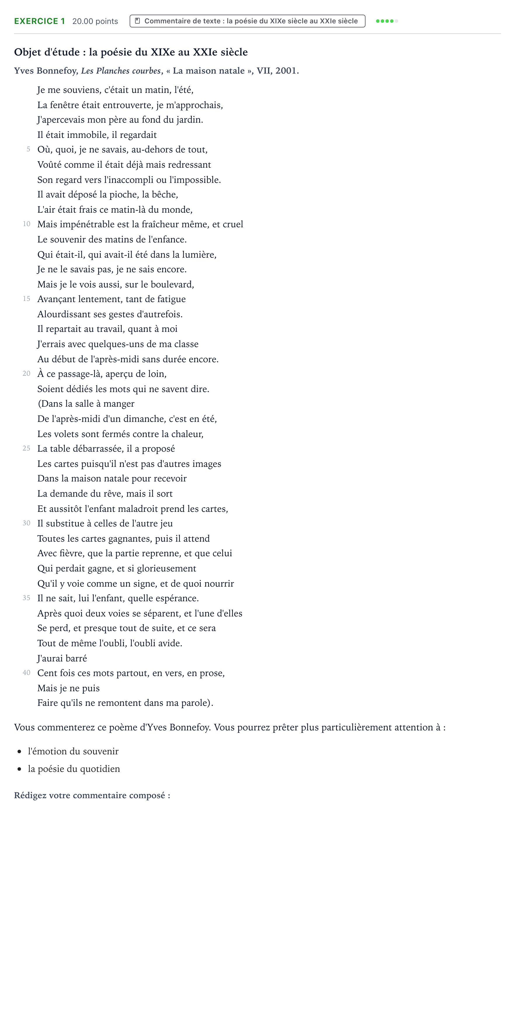 Énoncé: Exercice 1 - Commentaire de texte · Bac STMG Français Métropole remplacement 2024