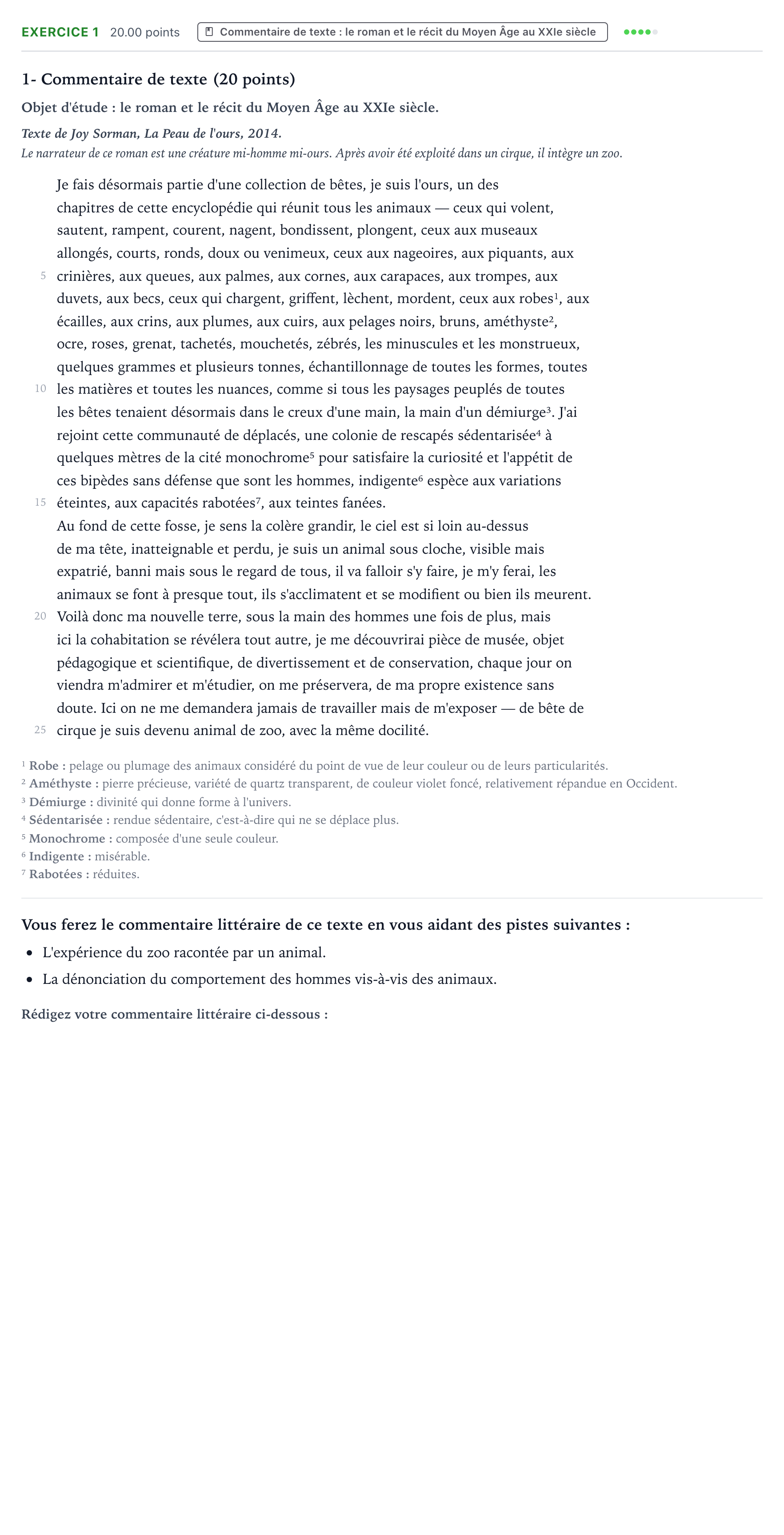 Énoncé: Exercice 1 - Commentaire de texte · Bac STMG Français Polynésie session normale 2024