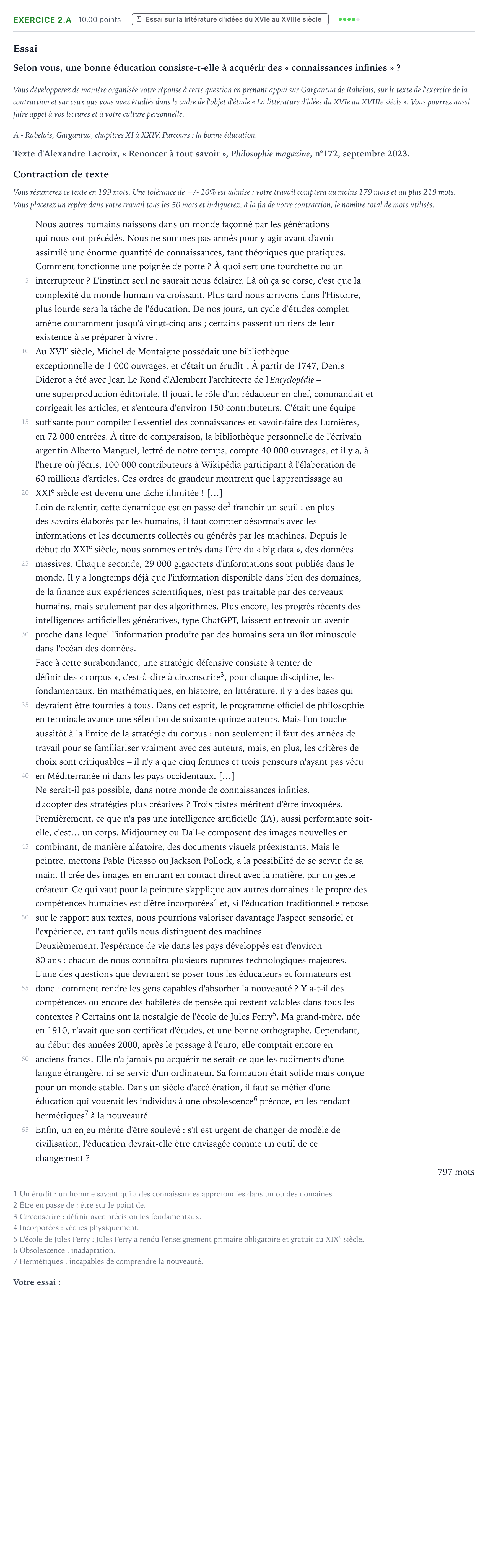 Énoncé: Exercice 2.A - Essai · Bac STMG Français Polynésie session normale 2024