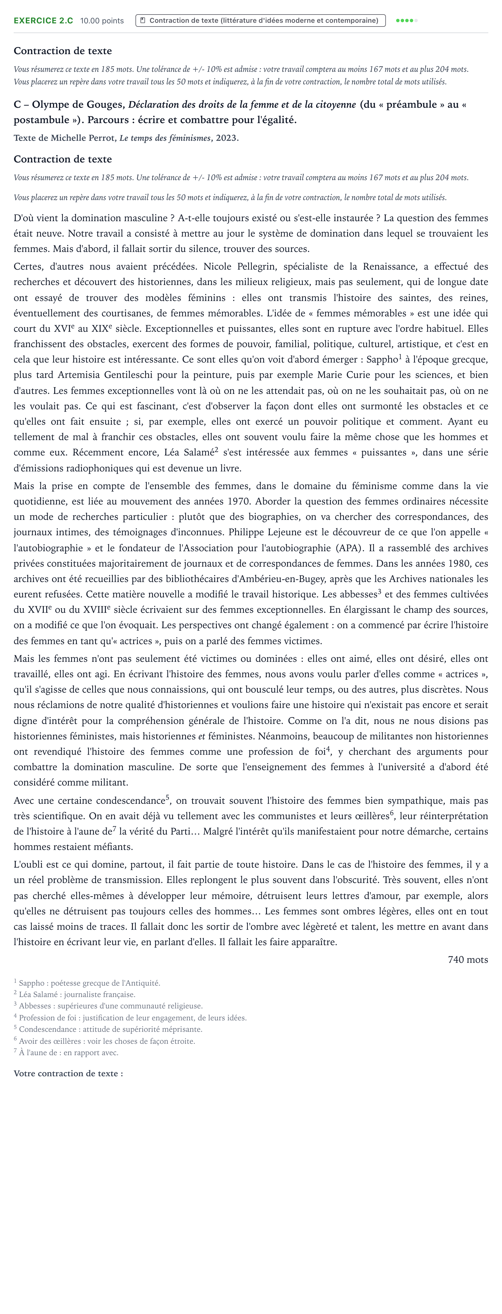 Énoncé: Exercice 2.C - Contraction de texte · Bac STMG Français Polynésie session normale 2024