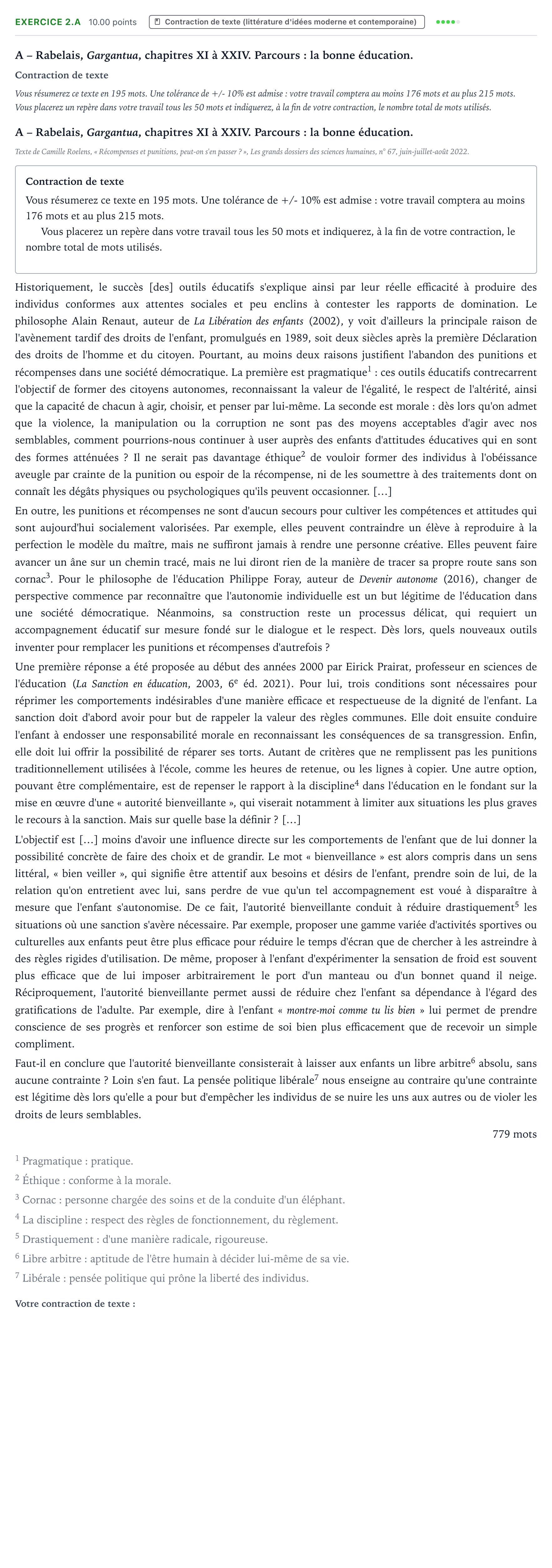 Énoncé: Exercice 2.A - Contraction de texte · Bac STMG Français Polynésie remplacement 2024