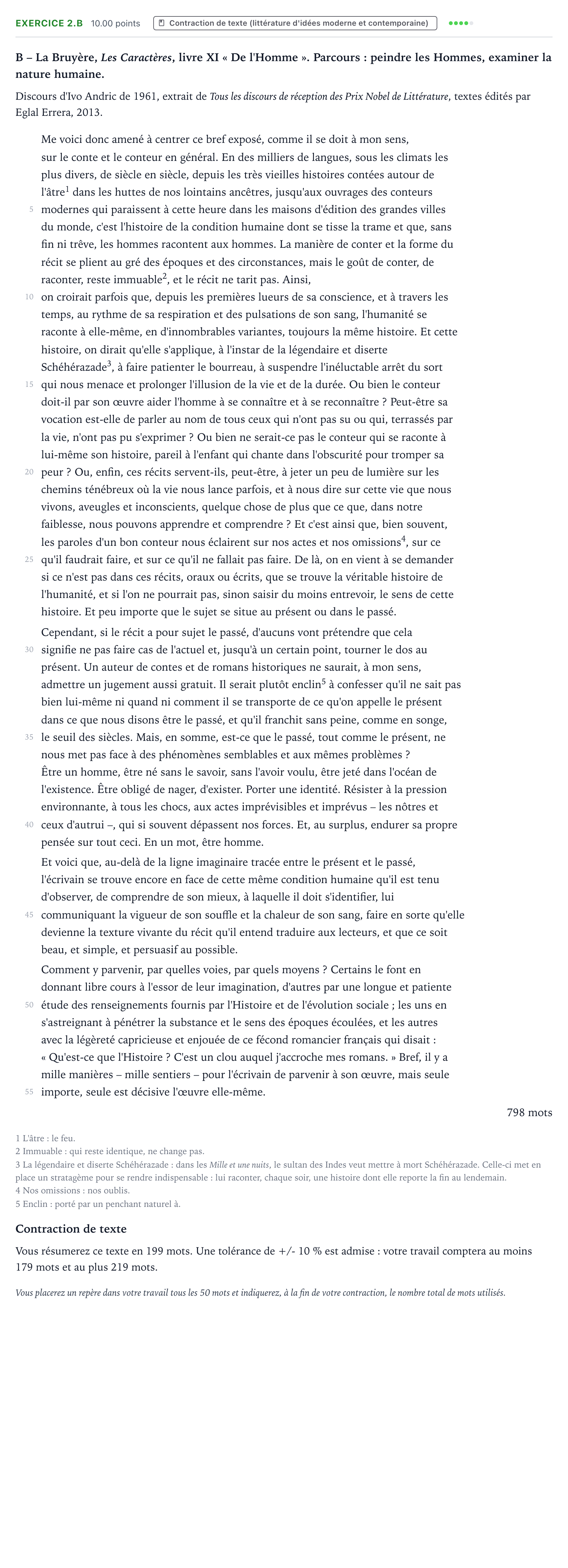 Énoncé: Exercice 2.B - Contraction de texte · Bac STMG Français Polynésie remplacement 2024