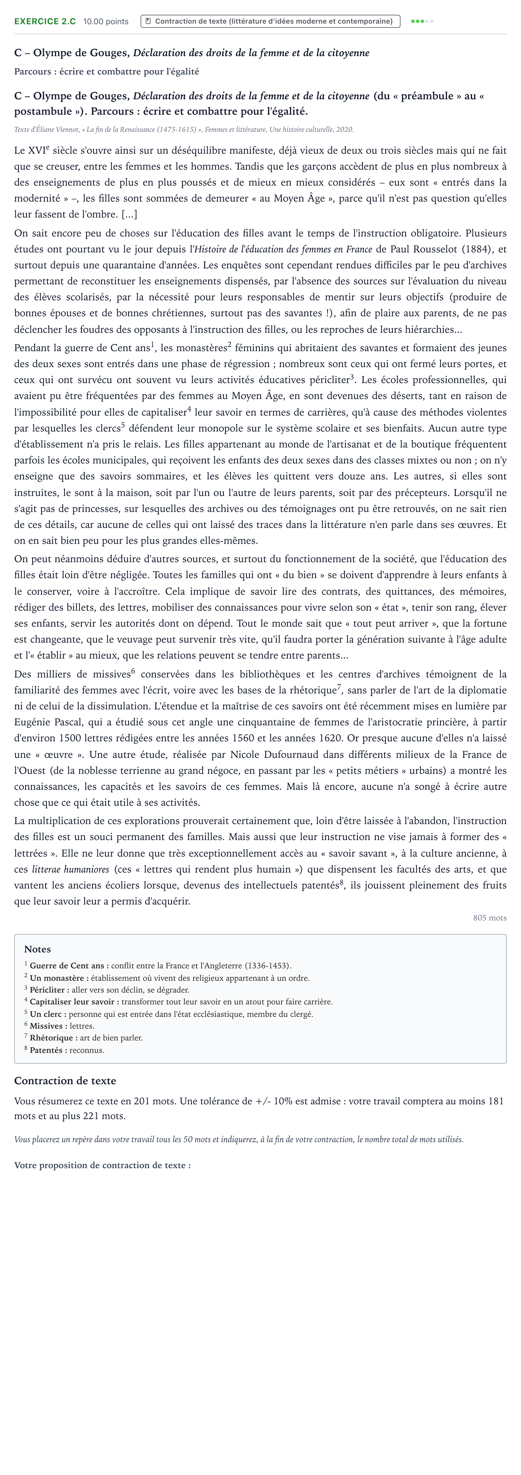 Énoncé: Exercice 2.C - Contraction de texte · Bac STMG Français Polynésie remplacement 2024