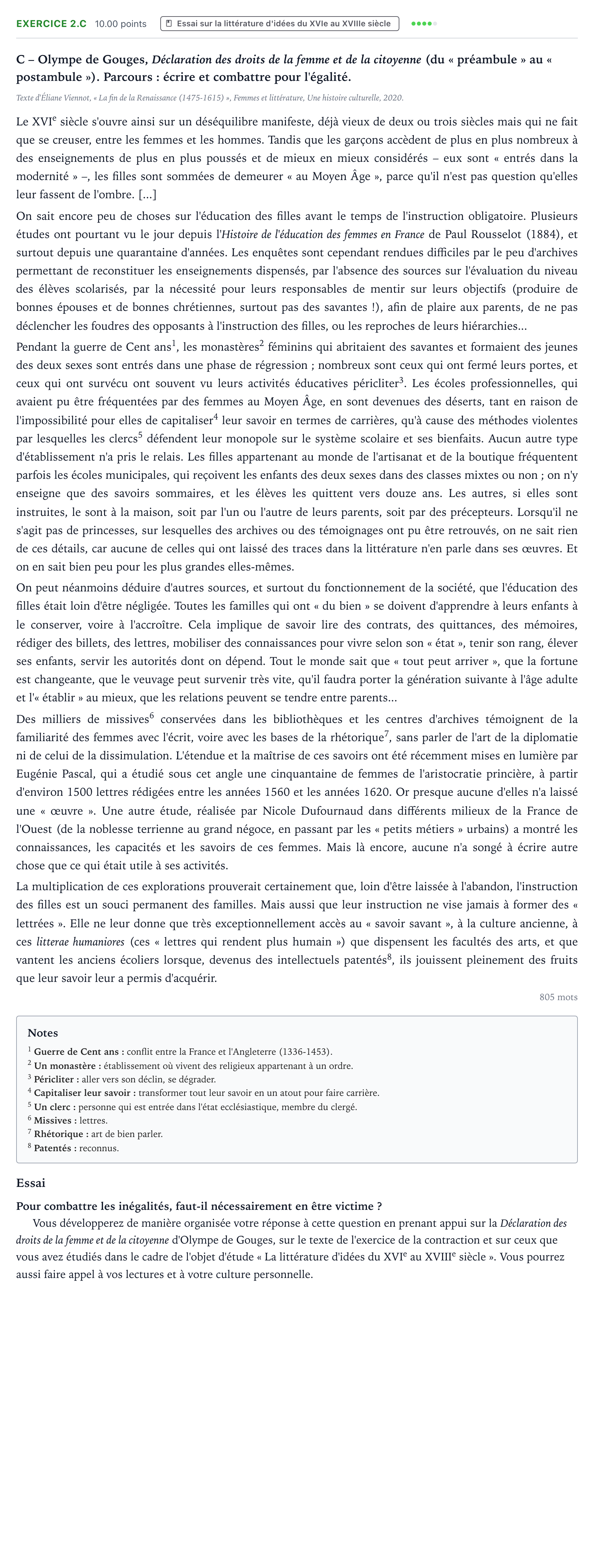 Énoncé: Exercice 2.C - Essai · Bac STMG Français Polynésie remplacement 2024