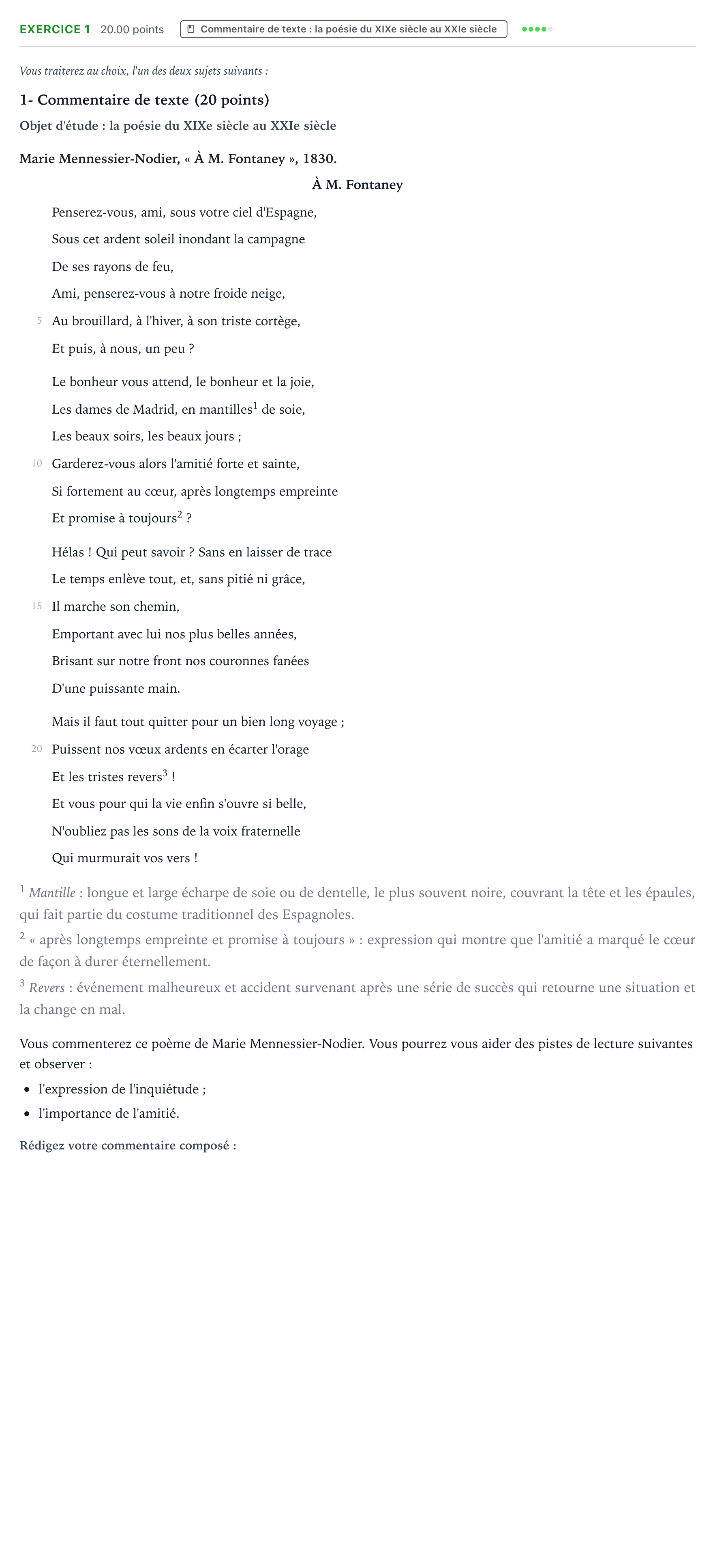 Énoncé: Exercice 1 - Commentaire de texte · Bac STMG Français Métropole Secours 2025