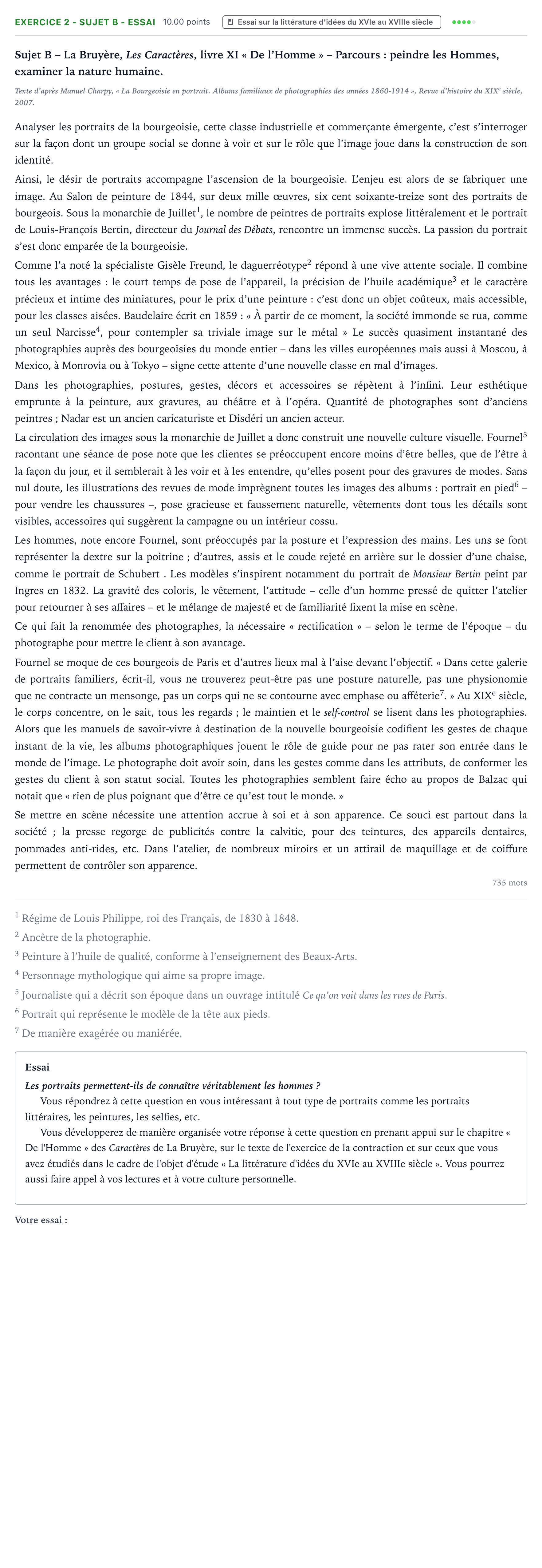 Énoncé: Exercice 2 - Sujet B - Essai · Bac STMG Français Métropole Secours 2025