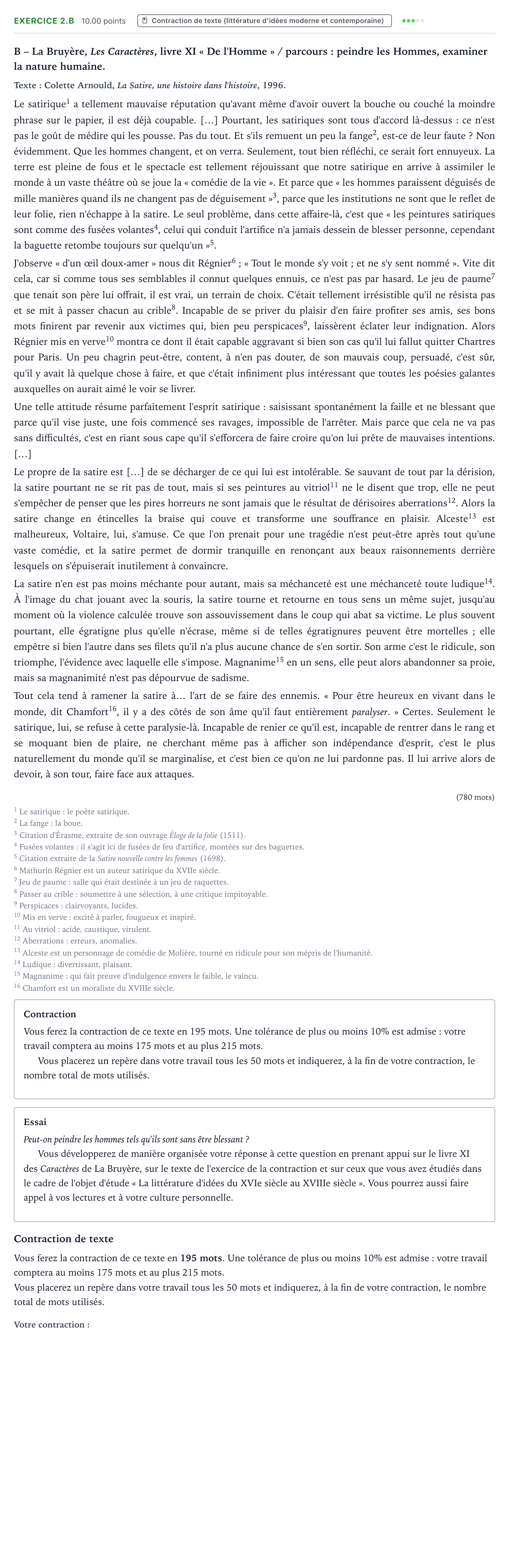 Énoncé: Exercice 2.B - Contraction de texte · Bac STMG Français Nouvelle-Calédonie session normale 2025