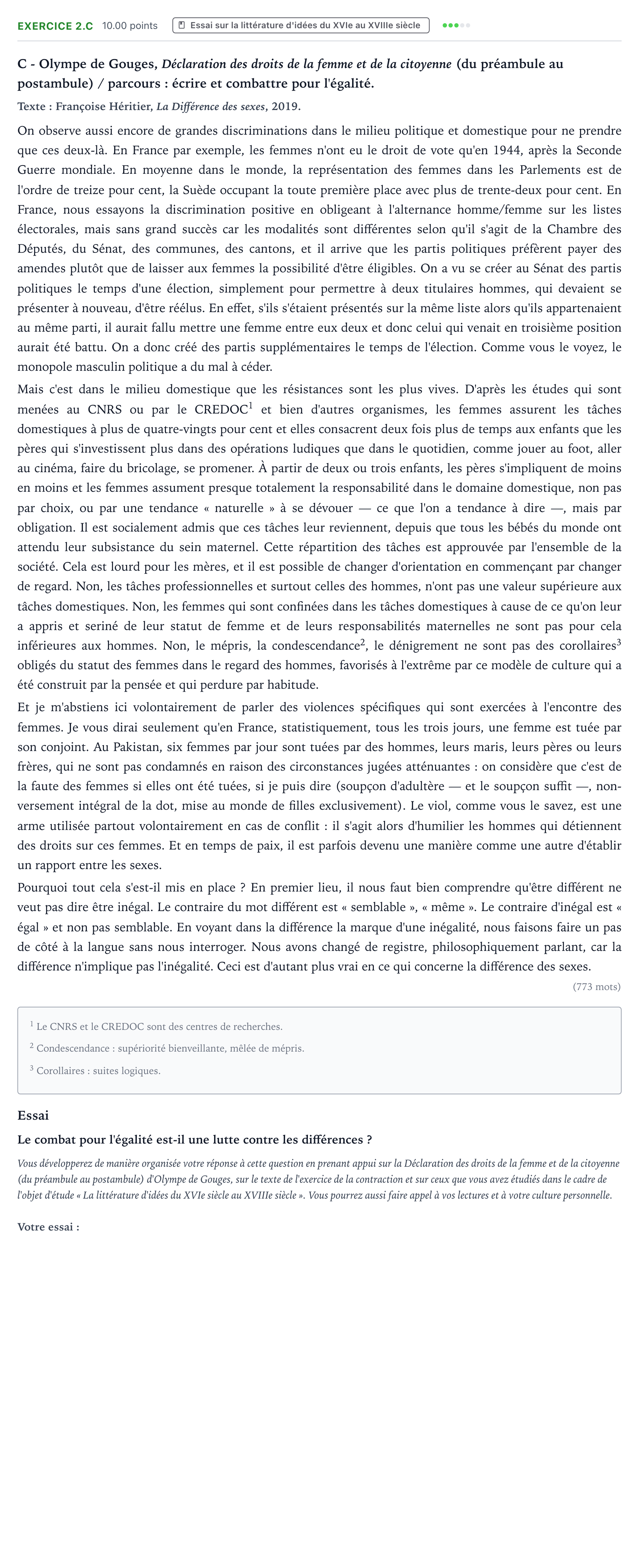 Énoncé: Exercice 2.C - Essai · Bac STMG Français Nouvelle-Calédonie session normale 2025