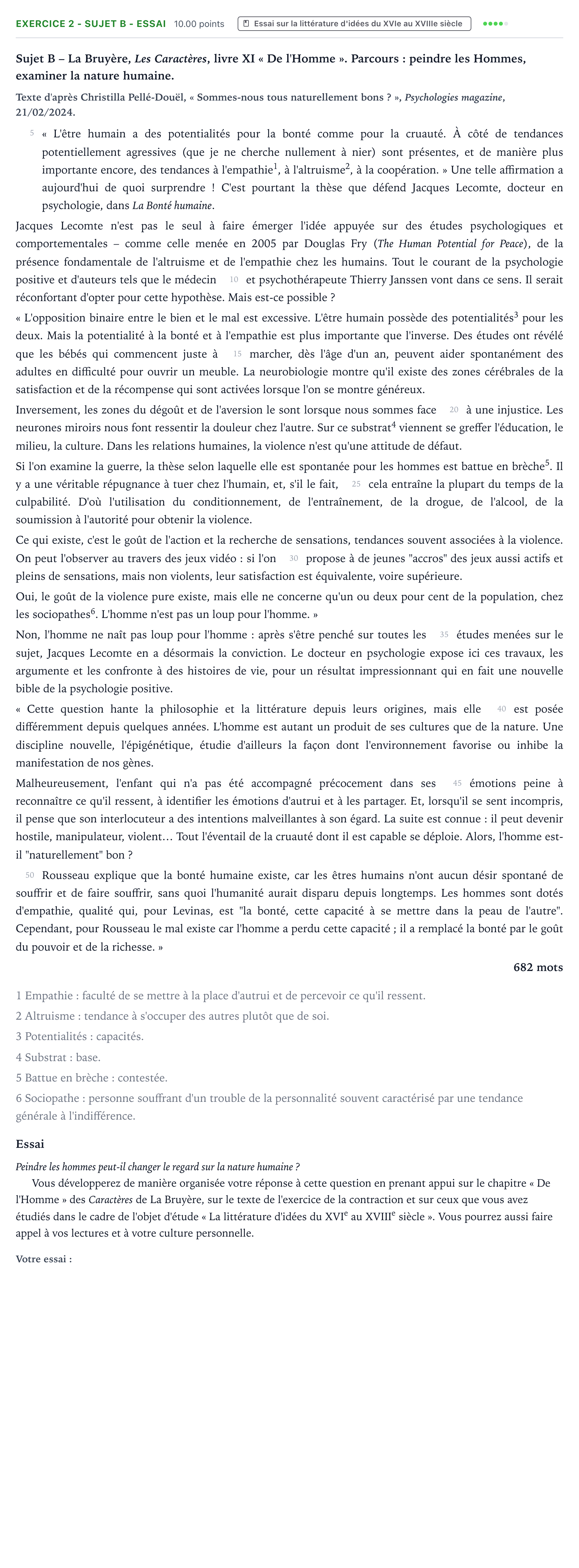Énoncé: Exercice 2 - Sujet B - Essai · Bac STMG Français Polynésie session normale 2025