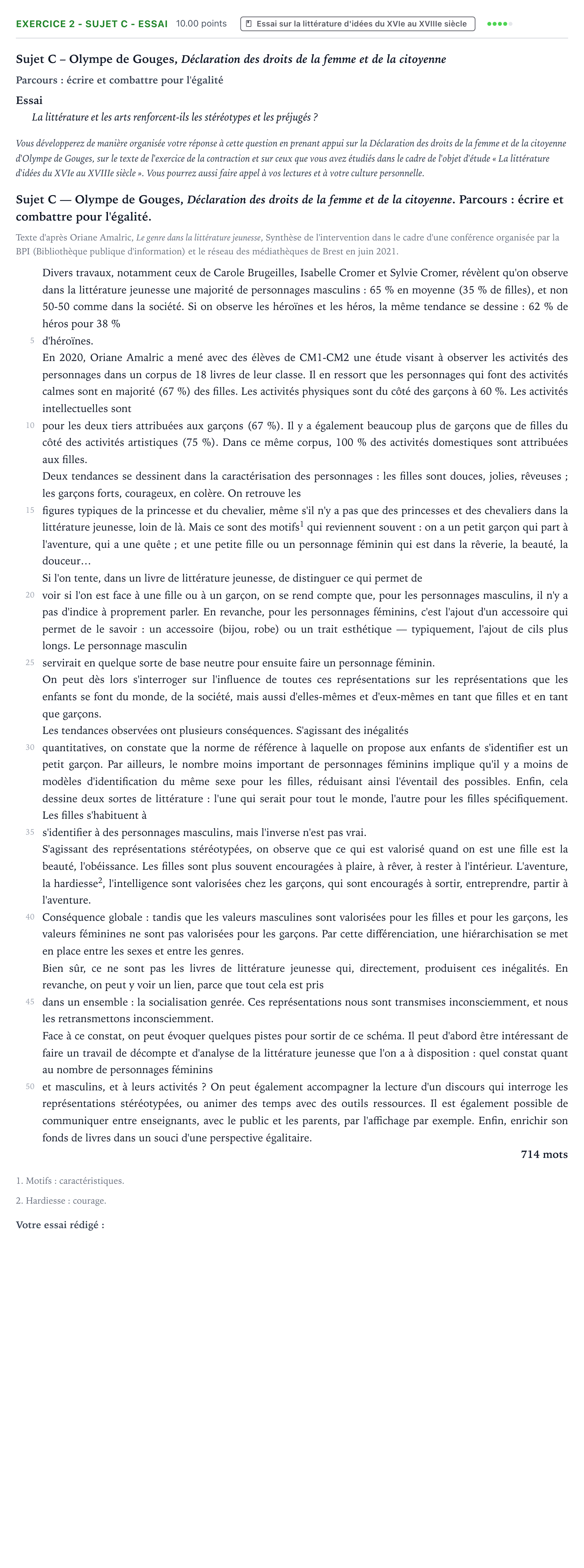 Énoncé: Exercice 2 - Sujet C - Essai · Bac STMG Français Polynésie session normale 2025