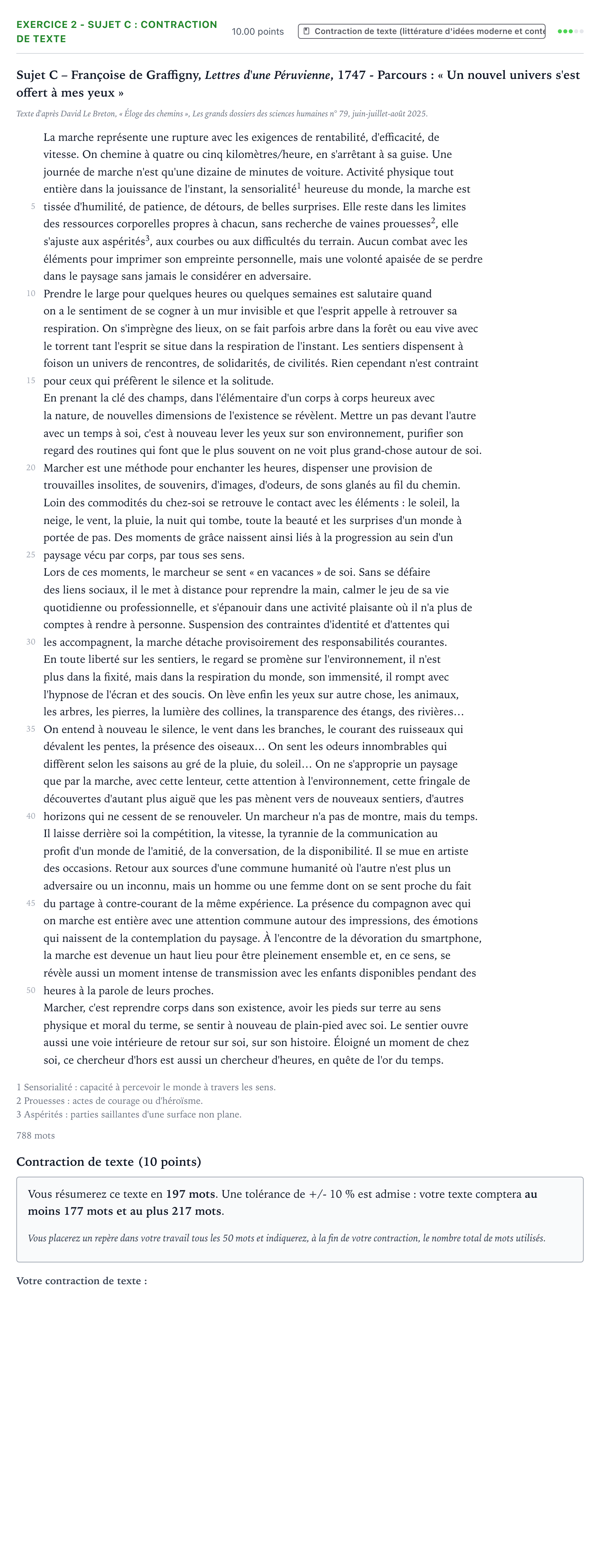 Énoncé: Exercice 2 - Sujet C : Contraction de texte · Bac STMG Français Antilles-Guyane session normale 2026