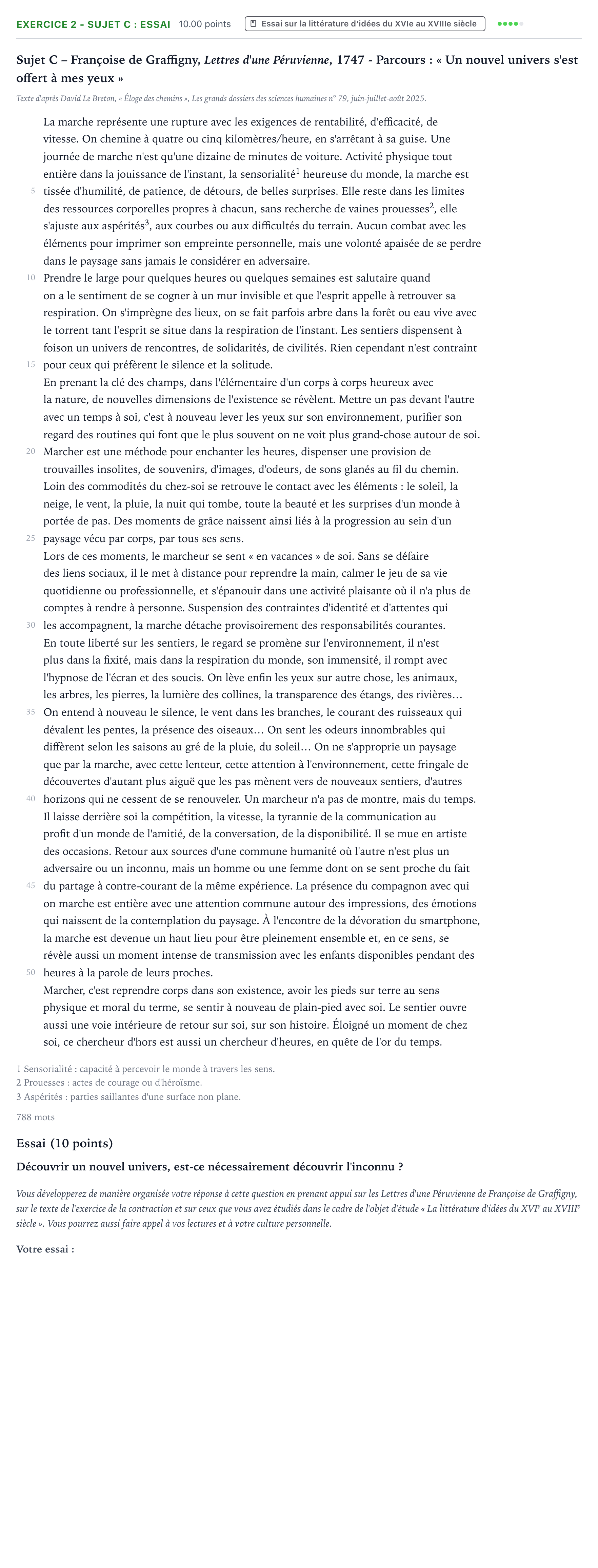 Énoncé: Exercice 2 - Sujet C : Essai · Bac STMG Français Antilles-Guyane session normale 2026