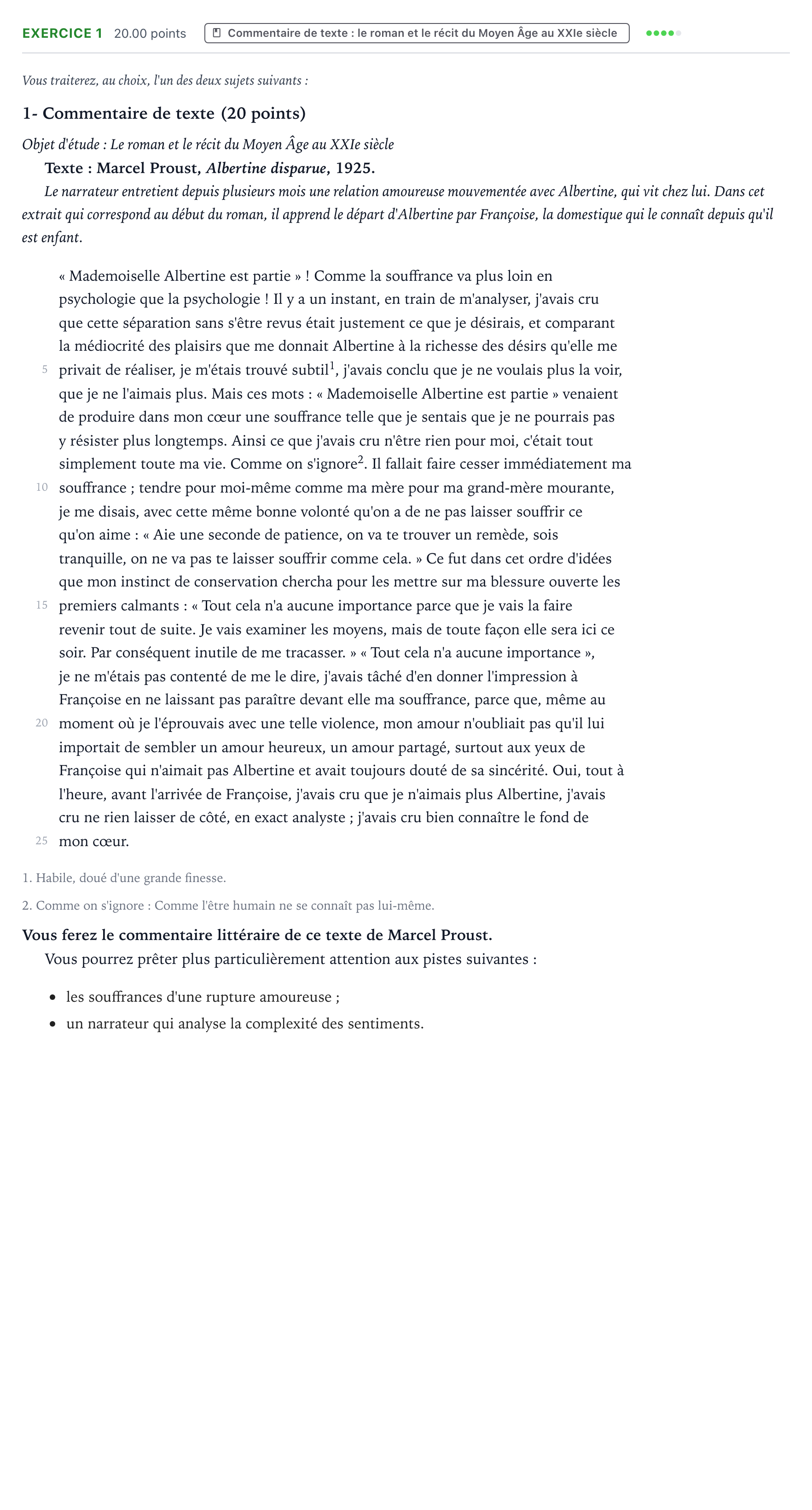 Énoncé: Exercice 1 - Commentaire de texte · Bac STMG Français Centres étrangers (Afrique) session normale 2026
